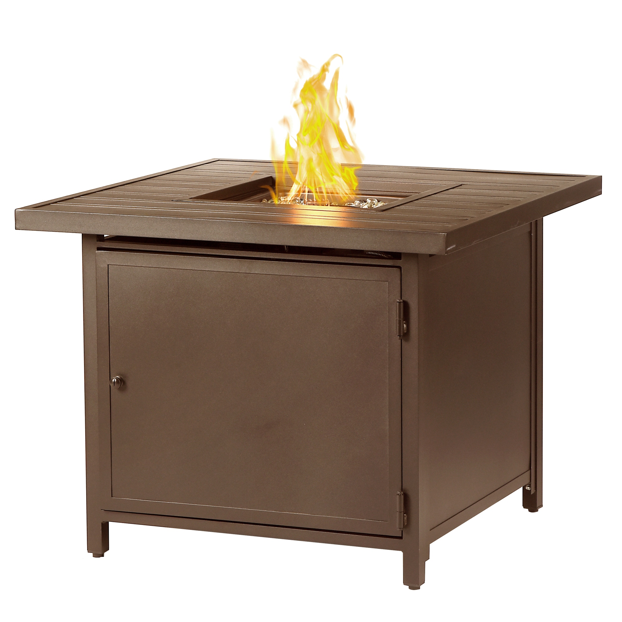 Oakland Living CHOLULA-FPT-BN 32-in W Brown Portable Aluminum Square Liquid propane Fire pit table