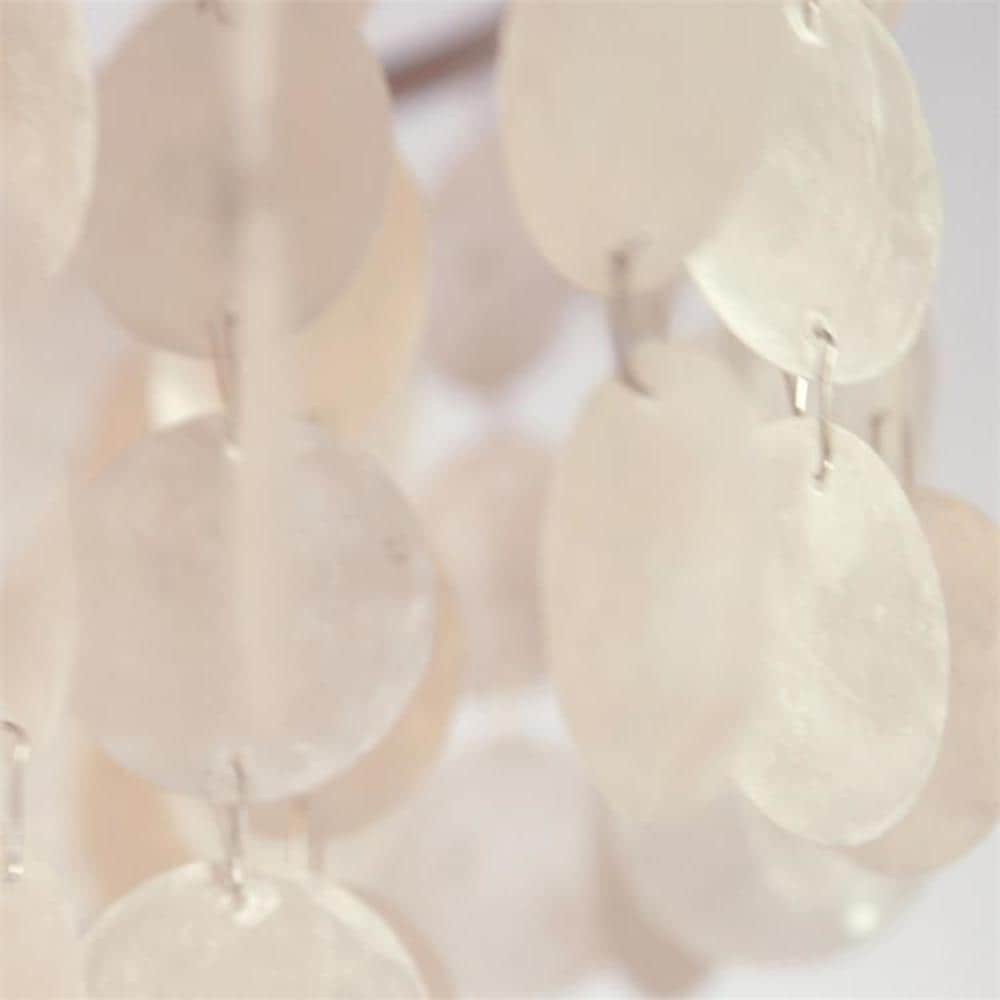 Antique Silver Mini Chandelier with Capiz Shell Accents - 7'' W x 14.5'' H