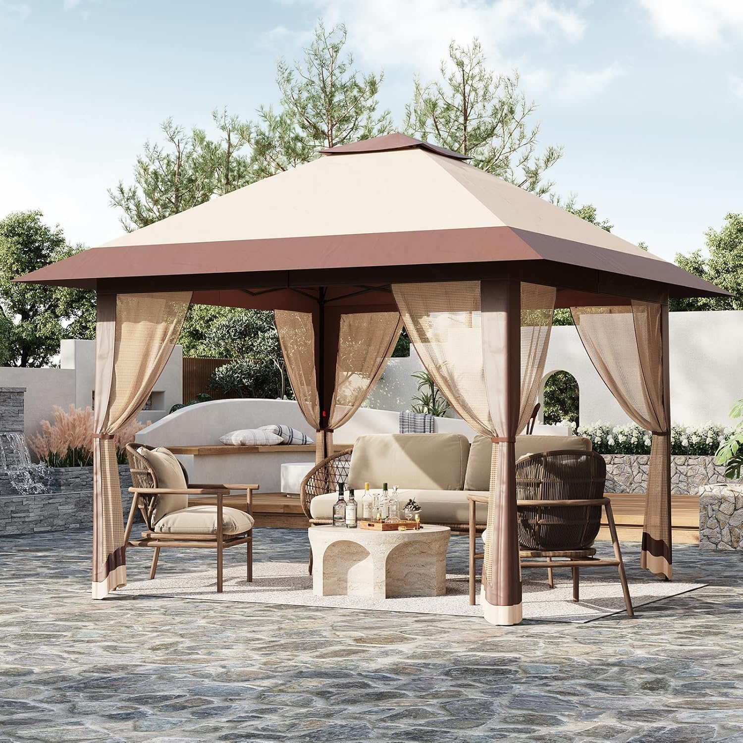 Garvee - 13x13 FT Outdoor Canopy Tent Dual Ventilation Roof With Carry Bag Waterproof UV Resistan...
