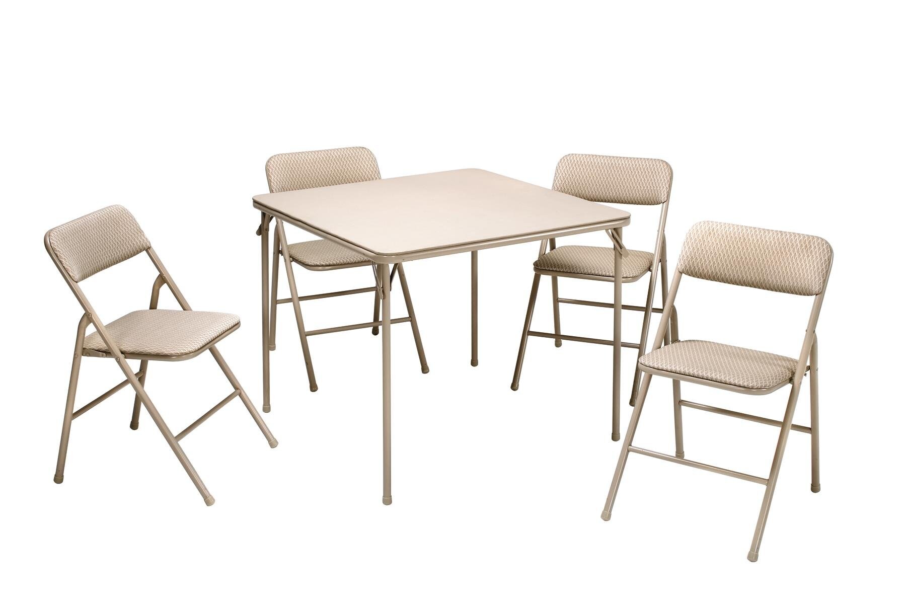Ameriwood Home  Cosco 5-Piece Folding Table and Chair Set Wheat Diamond