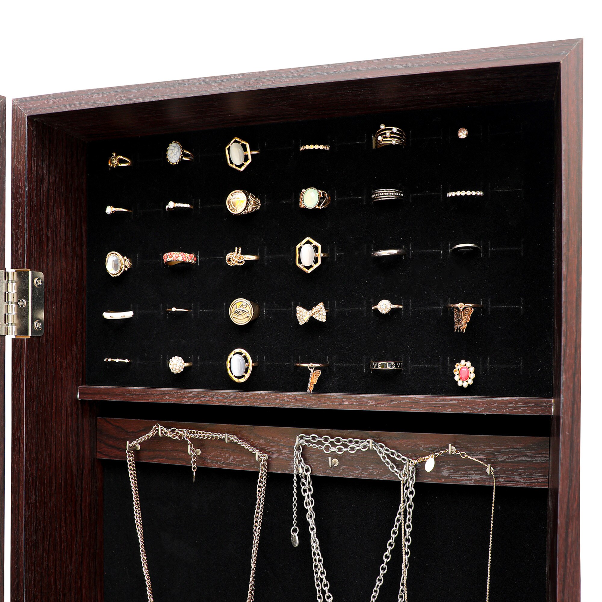 GZMR Jewelry Storage Mirror Cabinet Brown Jewelry Armoire in the Jewelry  Armoires department at