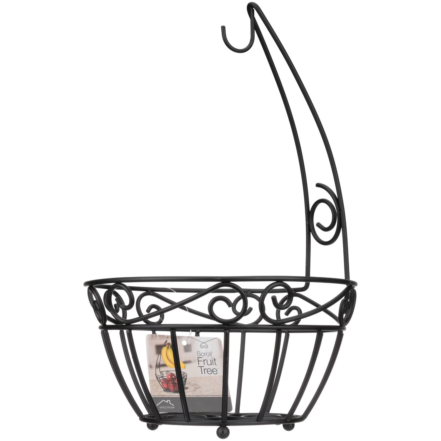 Lehman's Spectrum Scroll Wire Fruit Bowl Hanger Holder Rack Black Matte Finish #1143445