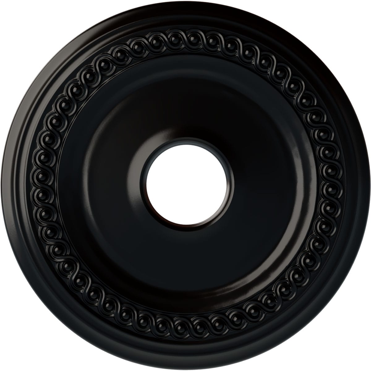 Ekena Millwork CM19CLBLF Classic 18.625-in W x 18.625-in L Painted Jet Black Polyurethane Whole Ceiling Medallion