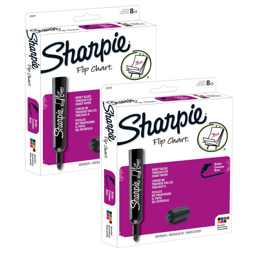 Sharpie Flip Chart Marker - Bullet Marker Point Style - Assorted Water  Based Ink - 8 / Pack