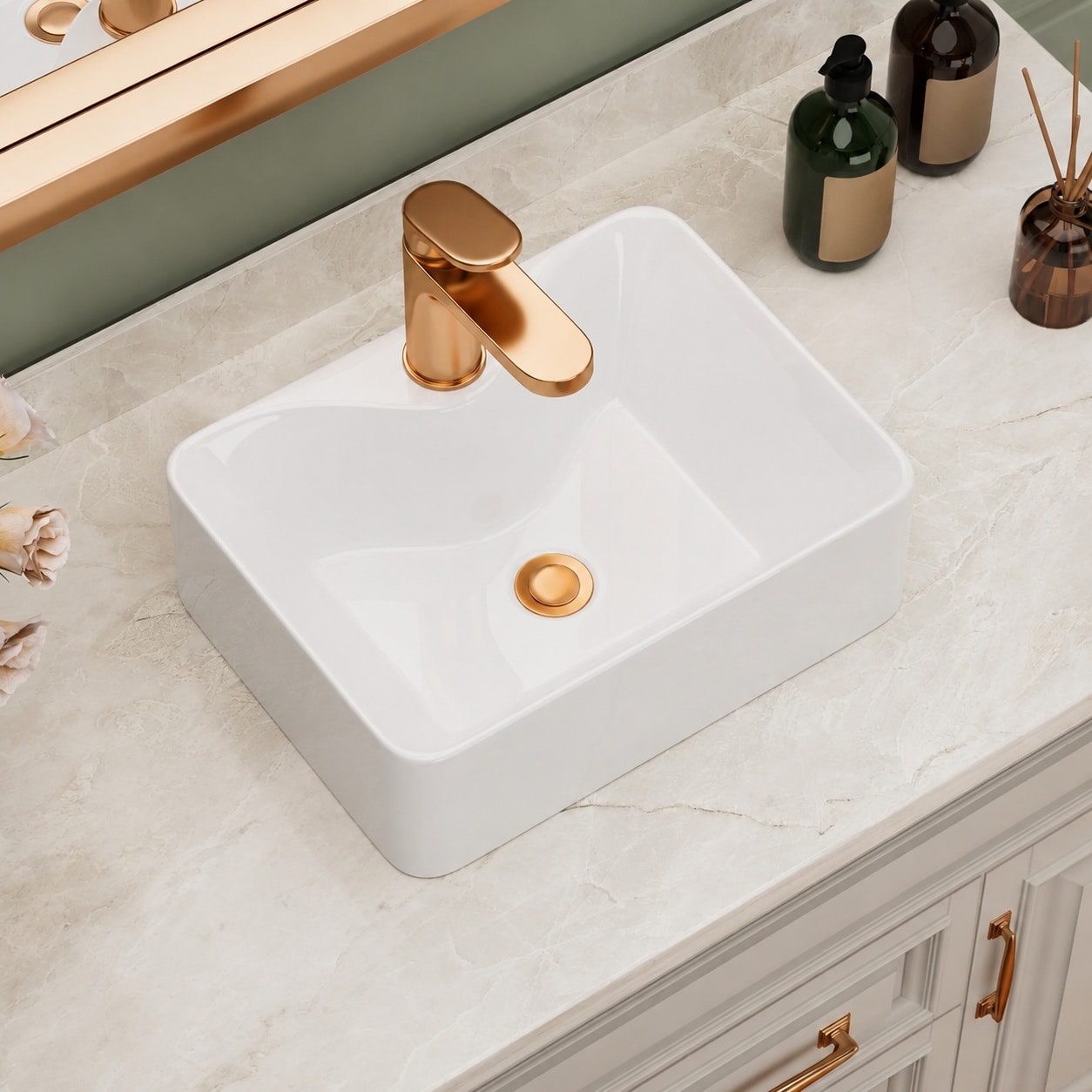 KIWDZFU 16 x 12 Inch Rectangular Bathroom Vessel Sink Above Counter ...