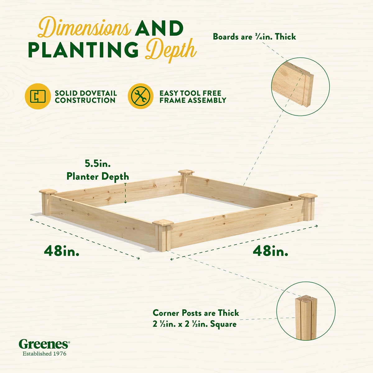 Greenes 48" x 48" Brown Cedar Raised Garden Bed