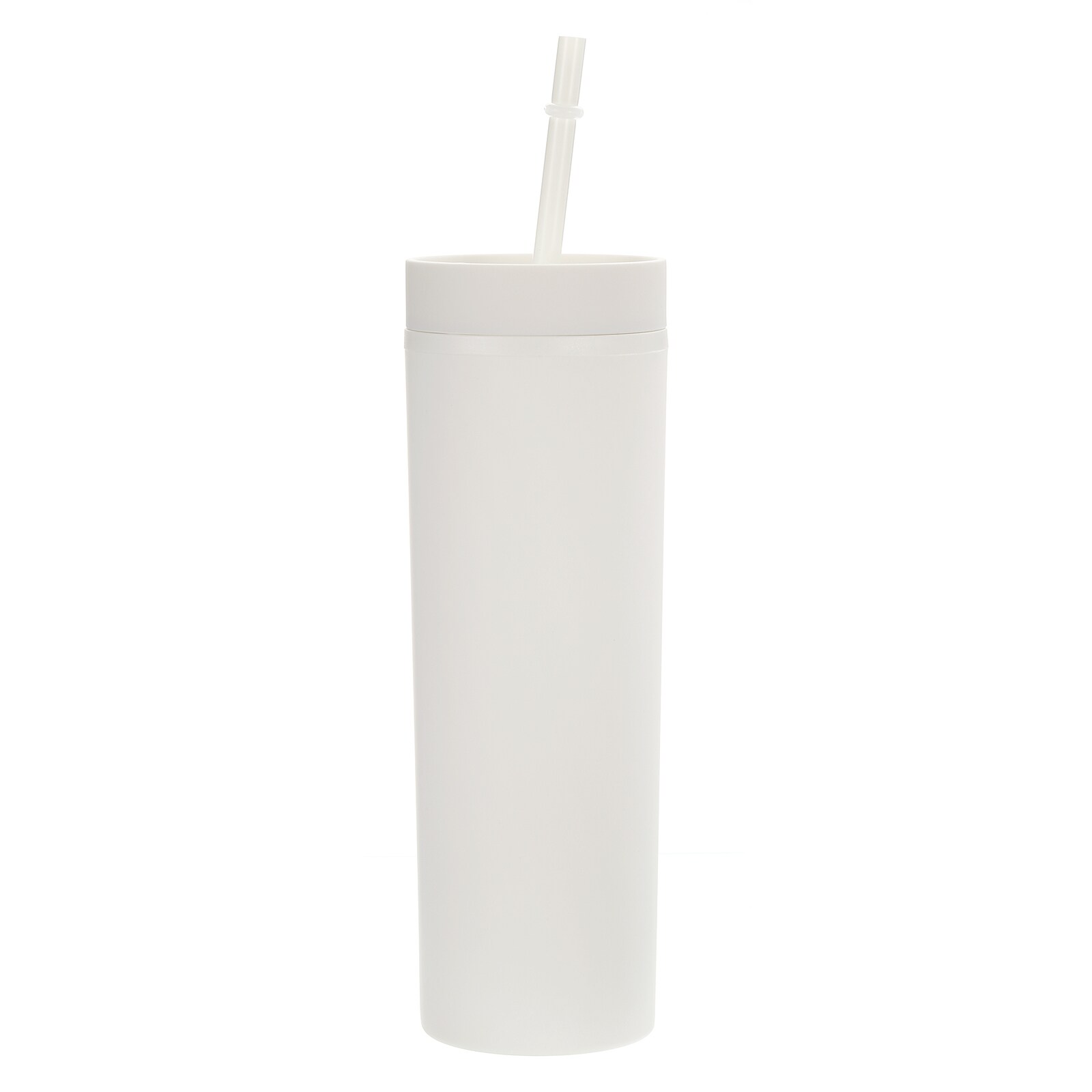 Unique Bargains Skinny Tumbler with Lids and Straws 16Oz Matte White Skinny Tumbler Bulk Reusable Pastel Acrylic Tumbler Double Wall Plastic Tumbler for Cold Hot Drinks Coffee DIY #S25120404UX5336