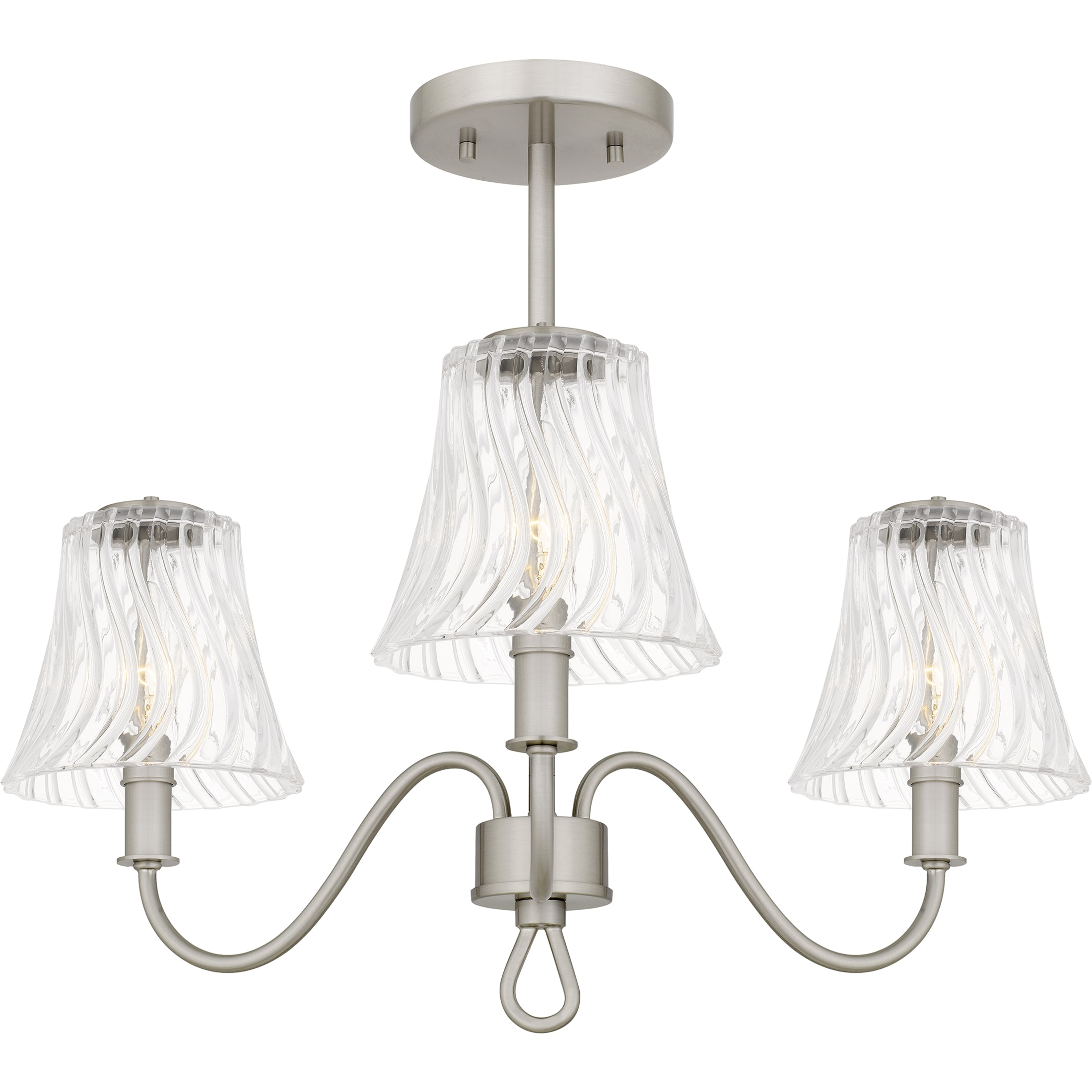 Quoizel MCK1722BN McKinney 3 -Light 21.75-in Brushed Nickel Semi Flush Mount Light