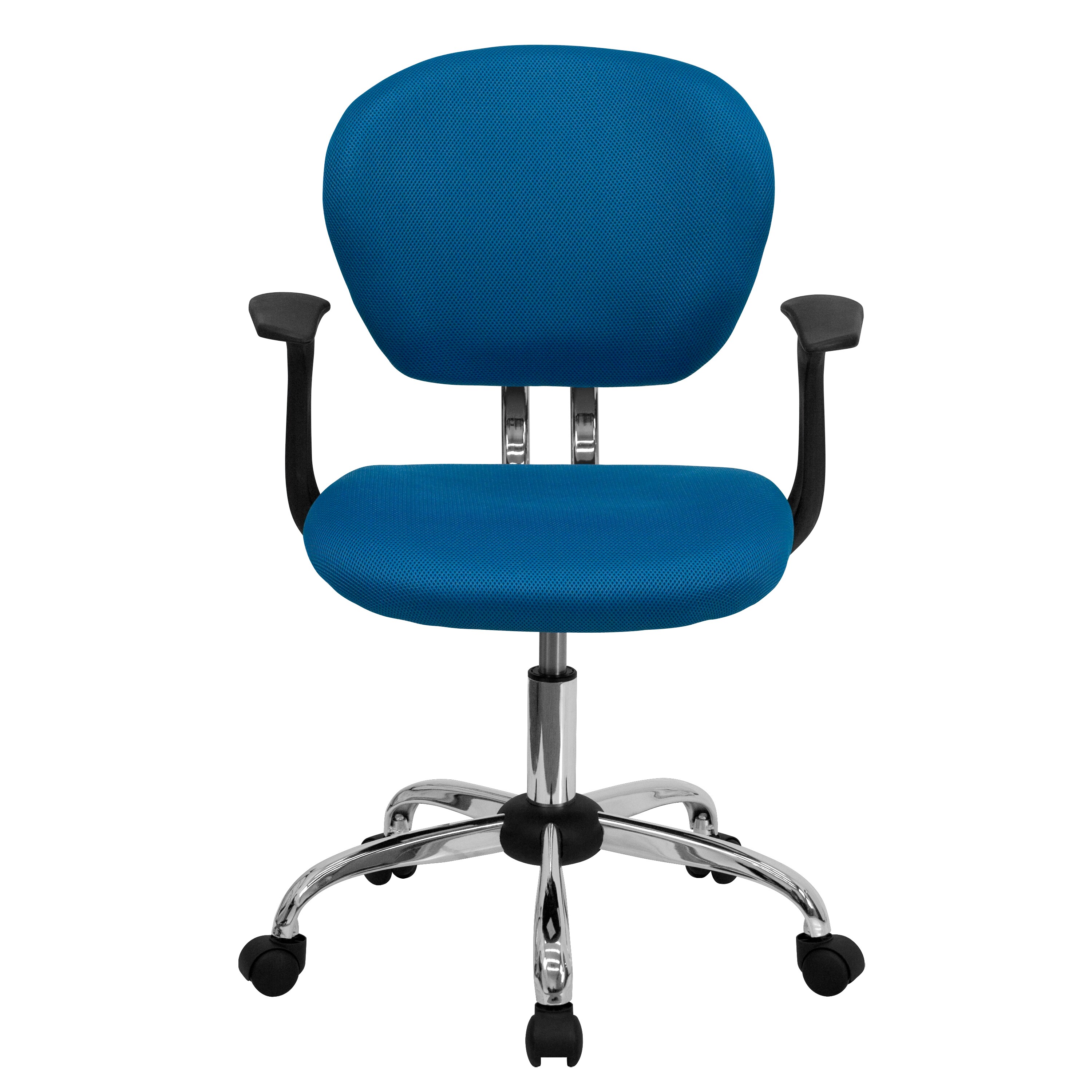 Turquoise Mid-Back Mesh Swivel Task Chair with Chrome Base