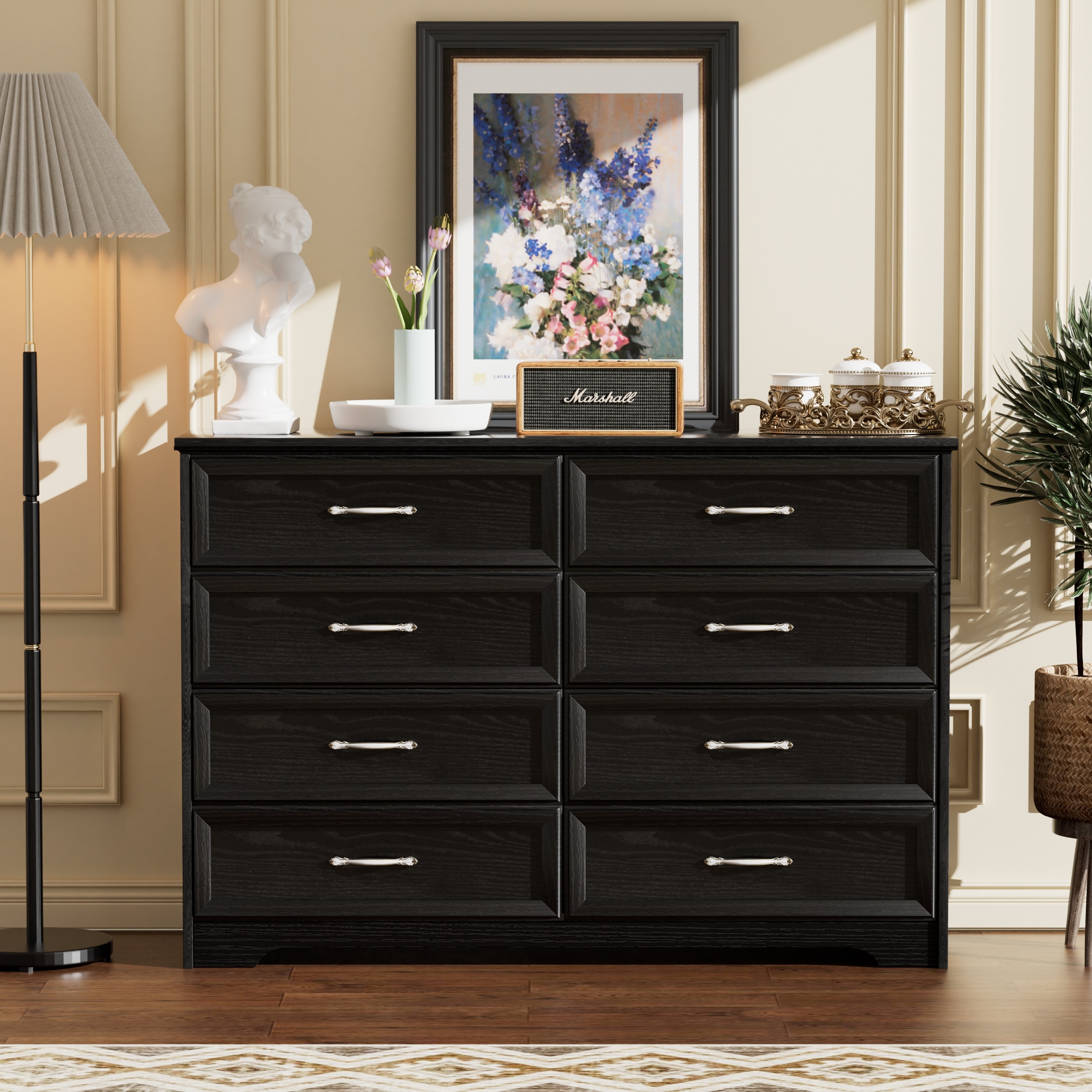 DELUXE LIVING DLP182256 Black 8 -Drawer Standard dresser