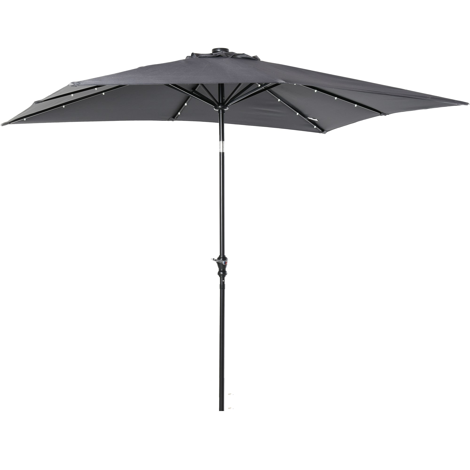 Outsunny 84D-100CG 9' x 7' Solar Umbrella LED Lighted Patio Umbrella for Table or Base with Tilt  Crank Outdoor Umbrella for Backyard Pool Beach Gray
