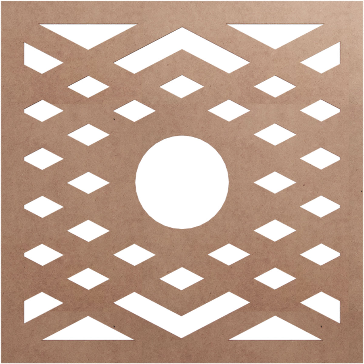 Ekena Millwork CMWP28X28X0250CHMF Chevron Fretwork Pierced 28-in W x 28-in L Architectural Paint Grade Wood Ceiling Medallion