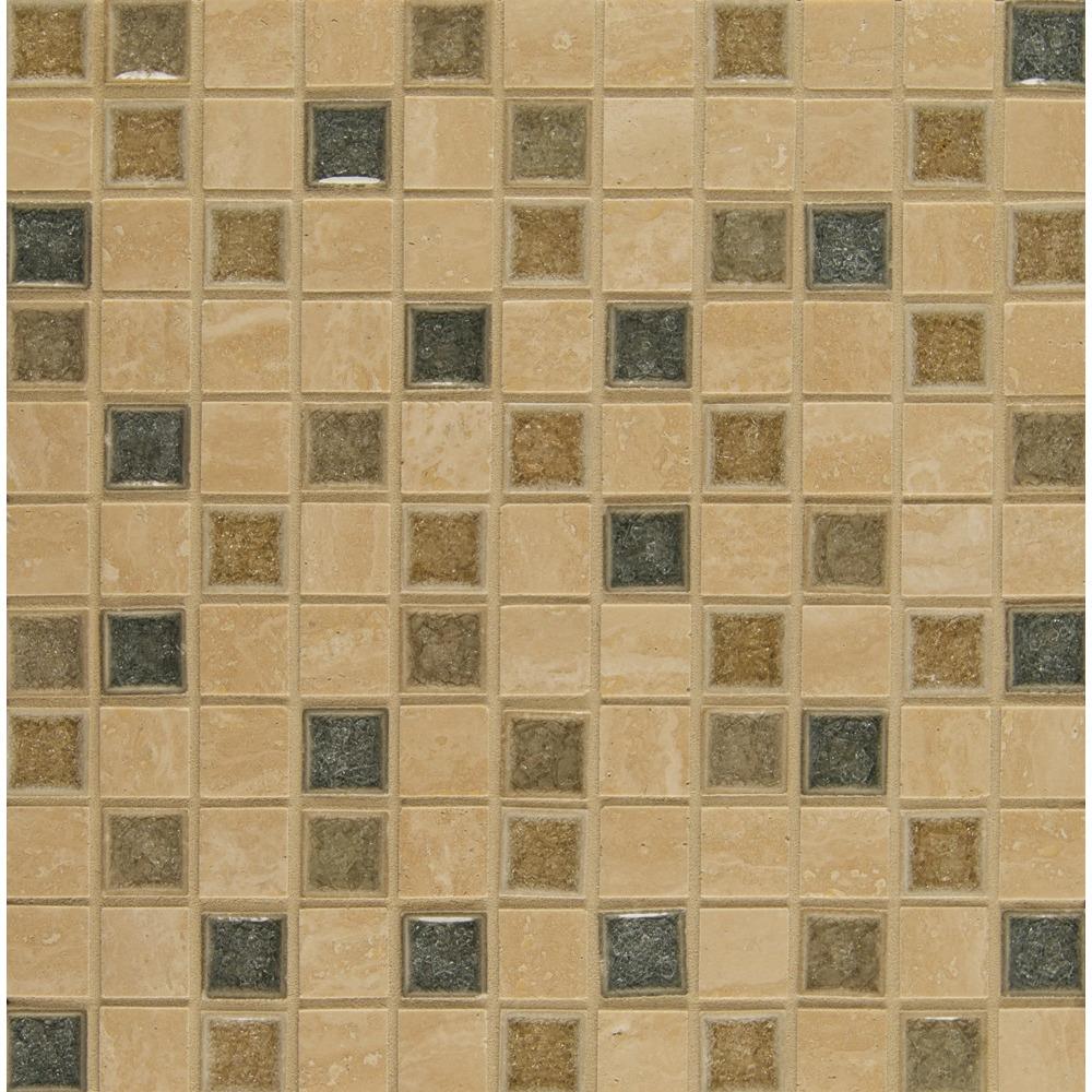 Bedrosians DECKISFEL11B Kismet Felicity 12-in x 12-in Multi-finish Ceramic; Stone Travertine Uniform Squares Wall Tile