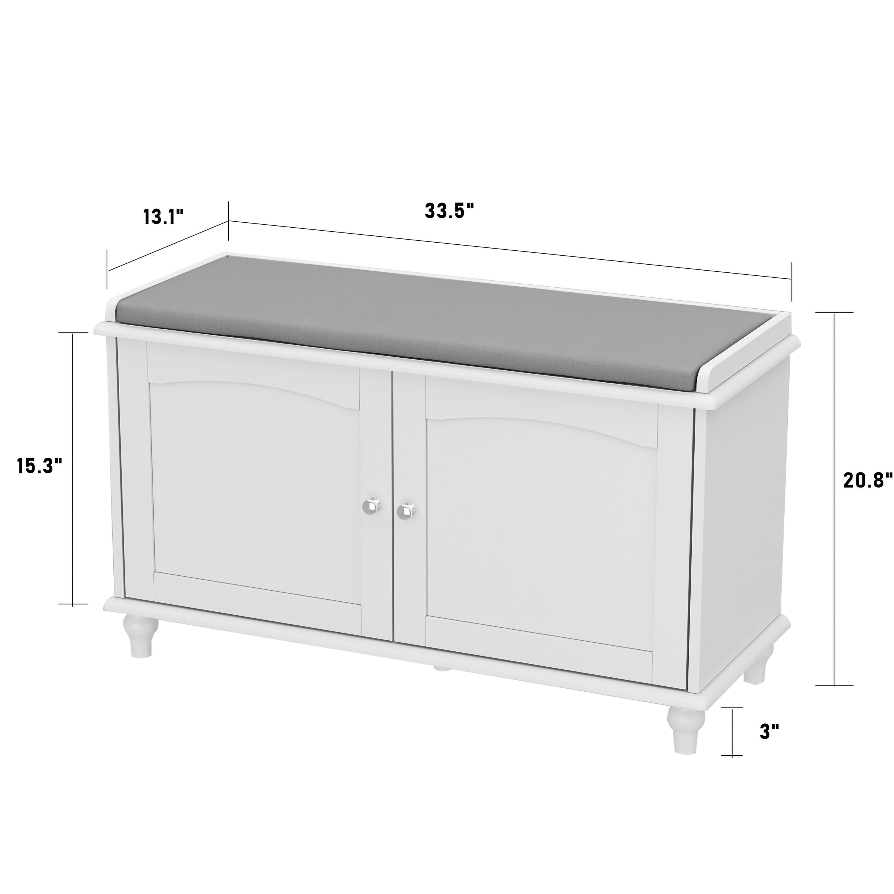 Shoe Cabinet 2-Door with Wheels — FUFUGAGA White