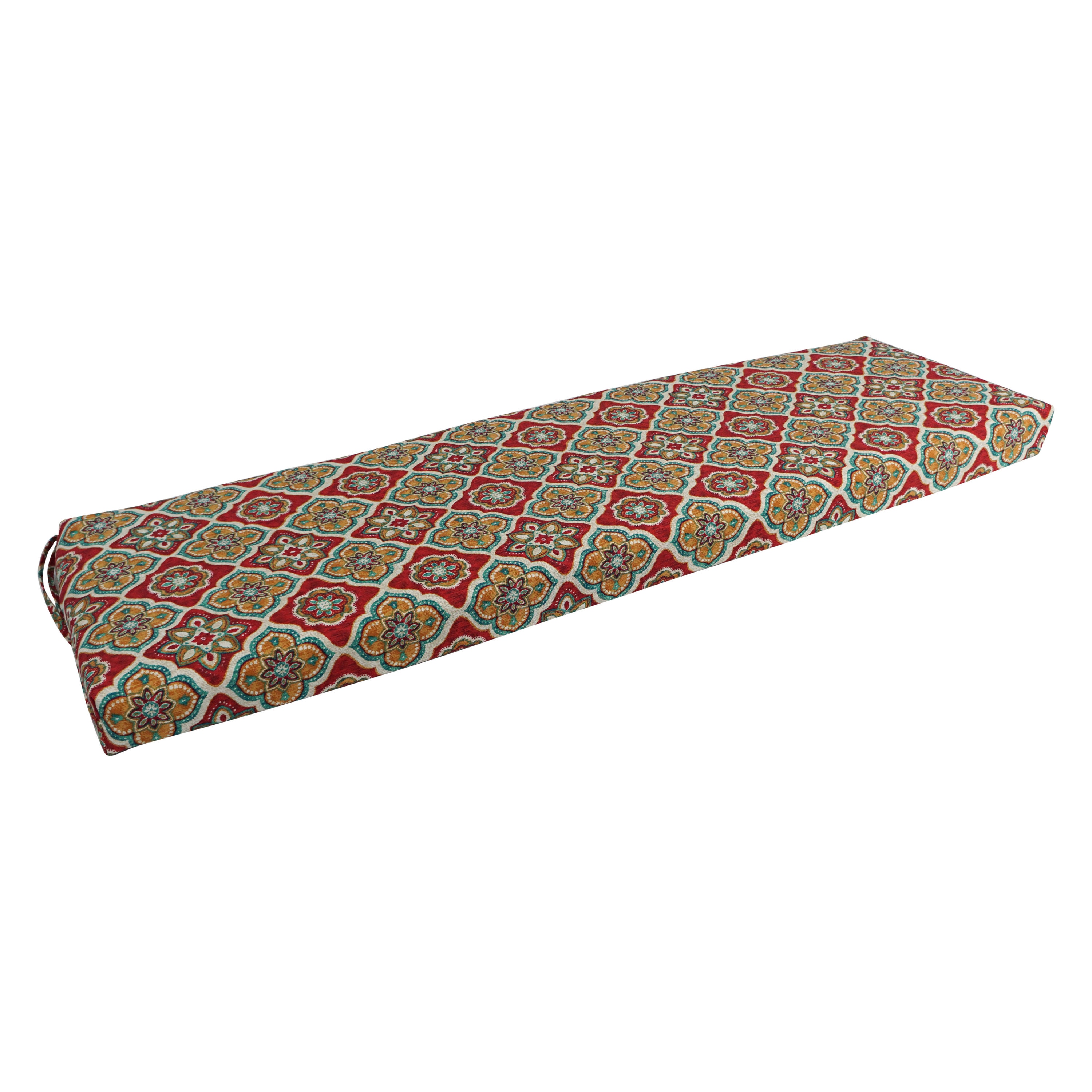 Blazing Needles Solarium 19-in x 60-in Adonis Jewel Patio Bench Cushion ...