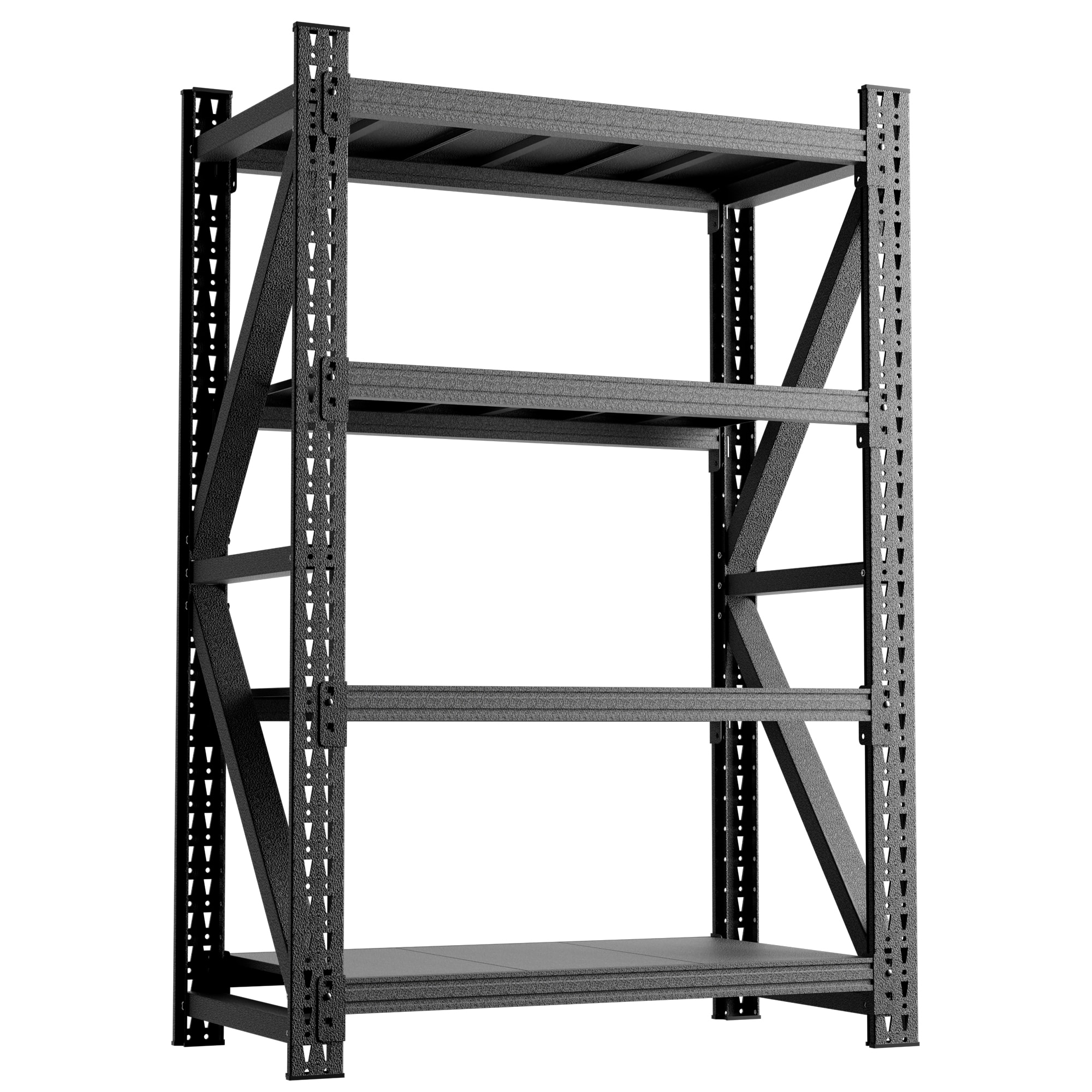 LETILY 47-in W x 23.7-in D x 72-in H 4 -Tier Heavy Duty Black Metal Utility Shelving Unit