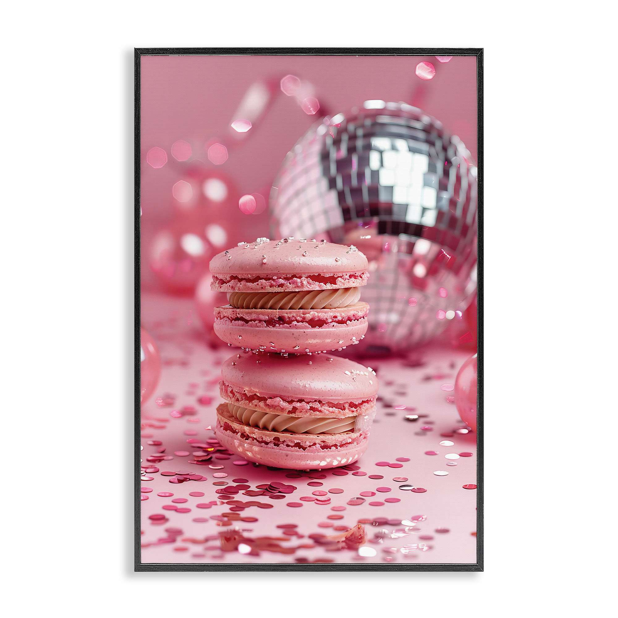 Stupell Industries BT-648-FR-12X18 Pink Macaron Disco Framed Giclee design by LSR Design Studio