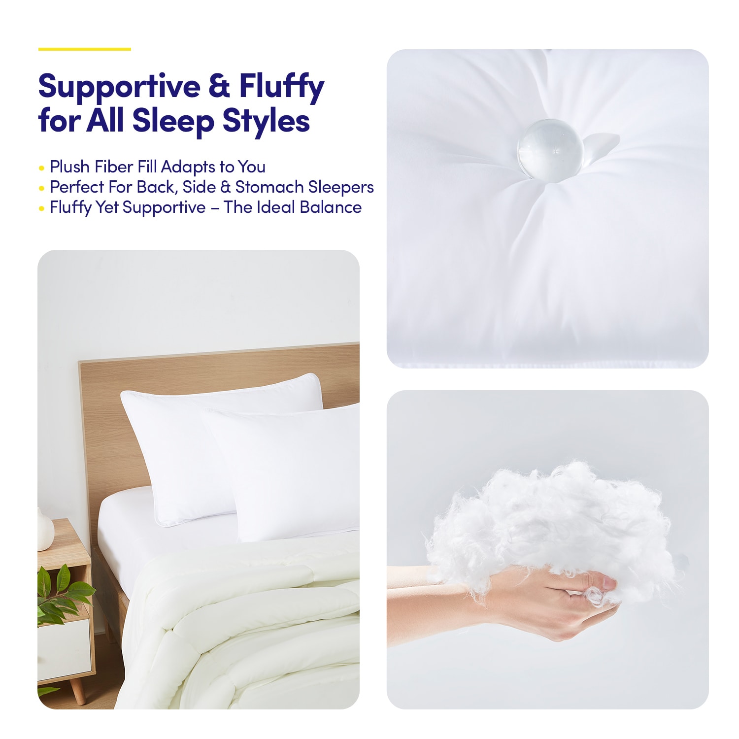 Sweet Home Collection LOW-MIC-PILL-2PK-KG Orthopedic-Pillows-Cushions - View #3