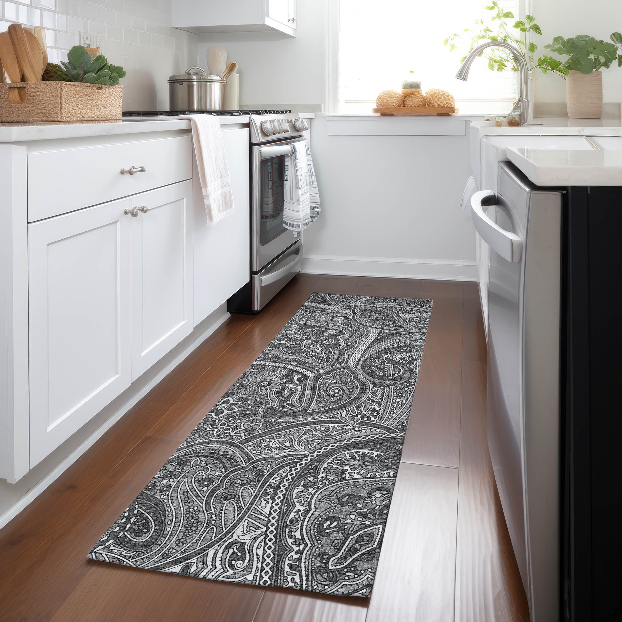 Addison Rugs ACN623GY2X8 Chantille ACN623GY 2 x 7 (ft) Polyester Gray Rectangular Indoor/Outdoor Geometric Machine washable Runner rug
