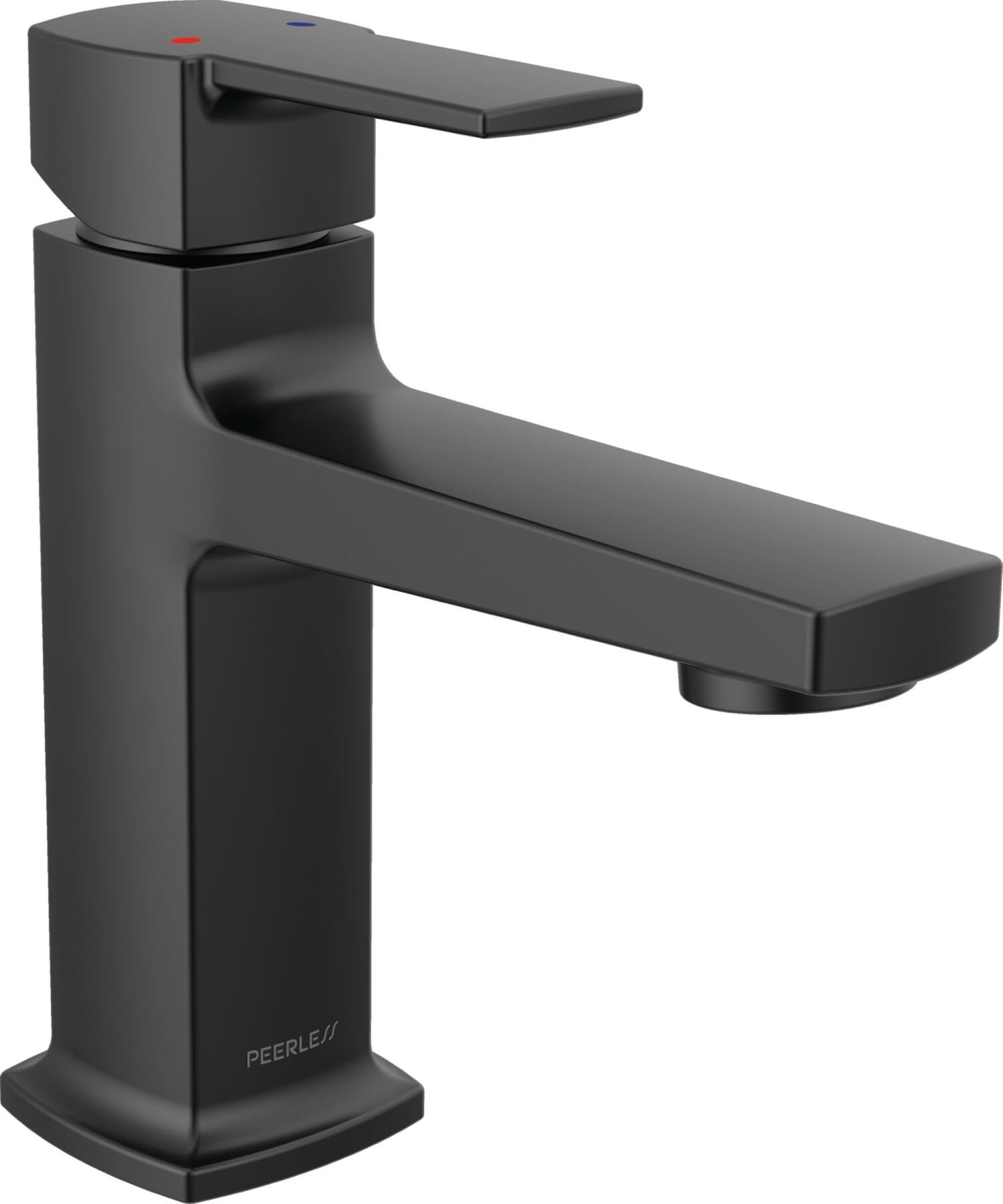 Peerless P1571LF-BL-M Ezra Matte Black Single hole 1-handle WaterSense Low-arc Residential Handle Bathroom Sink Faucet with Drain with Deck Plate