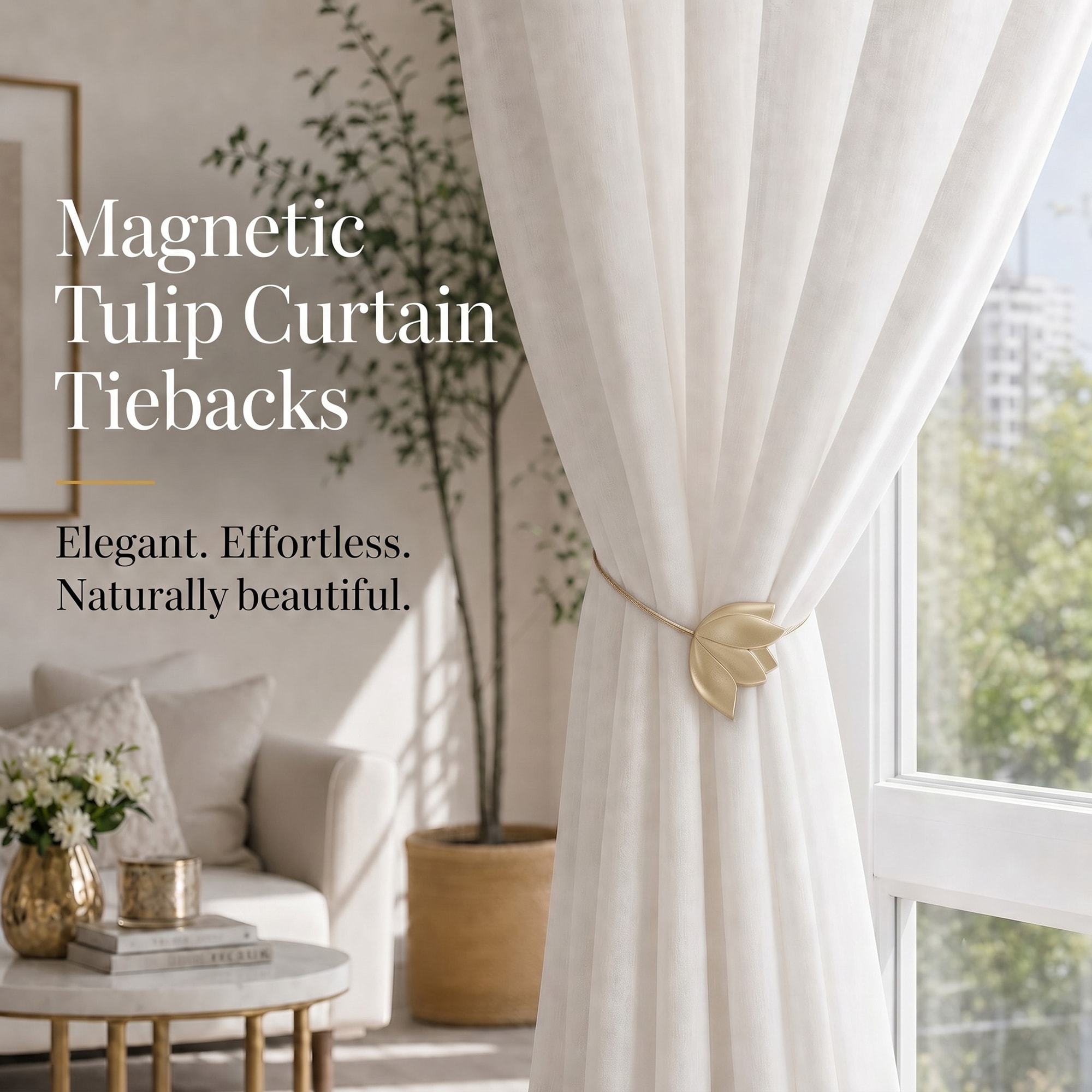 EVIDECO FRENCH HOME GOODS 11.8-in Magnetic Tulip Curtain Tieback ...