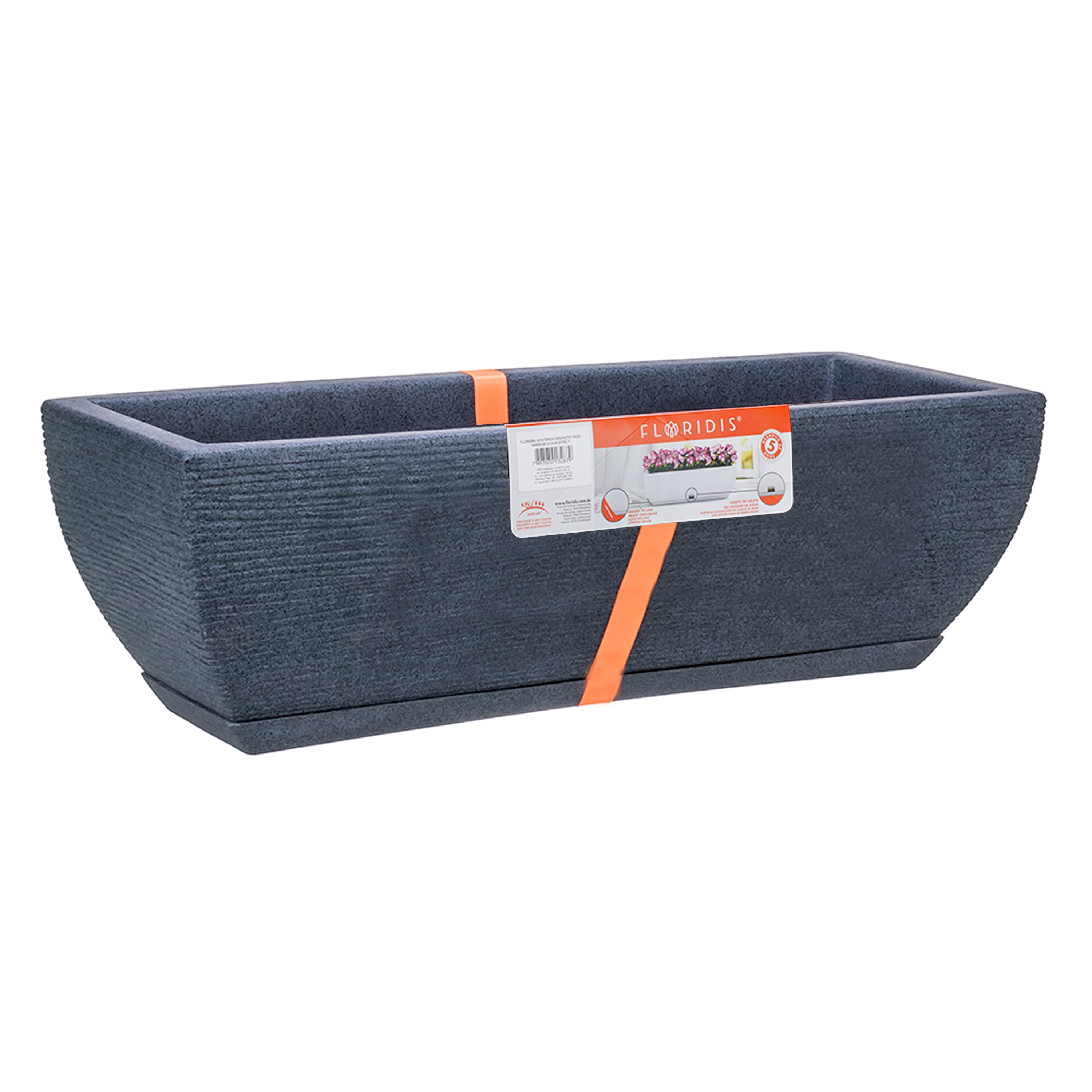 FLORIDIS 10160379 Rectangle 20.25-in W Gray HDPE Indoor/Outdoor Planter