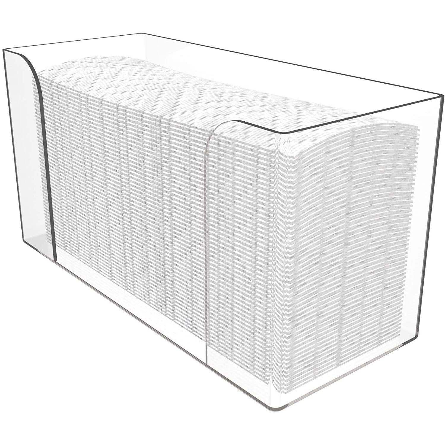 Phyfalip  Acrylic Paper Towel Dispenser Countertop Clear Guest Towel Napkin Holder for Z fold Multifold Folded Trifold C fold Paper Towels Pack