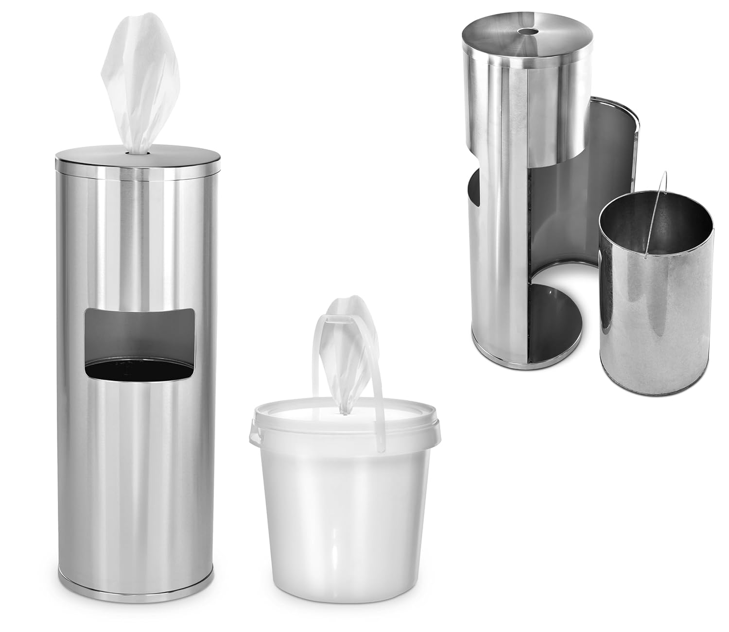 Alpine Industries - 7 Gallon Stainless Steel Built-in Commercial Gym Trash Can with Disinfecting ...