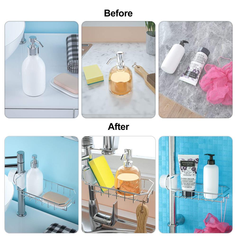 Kitchen Sink Caddy Rack Drain Rack Storage Kitchen Accessories Sponges  Scrubbers Soap Organizer Contain Iron Kitchen Accessories