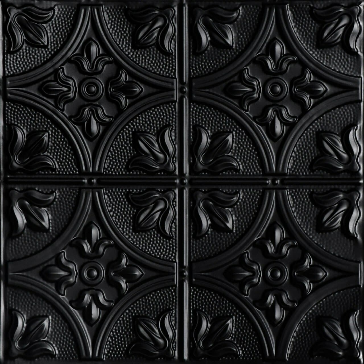 From Plain to Beautiful in Hours SKPC309-BK-24X24-D12 2-ft x 2-ft Tiptoe Satin Black Steel Drop Ceiling Tile ( 12 -Pack, 48-Sq. Feet / Case )