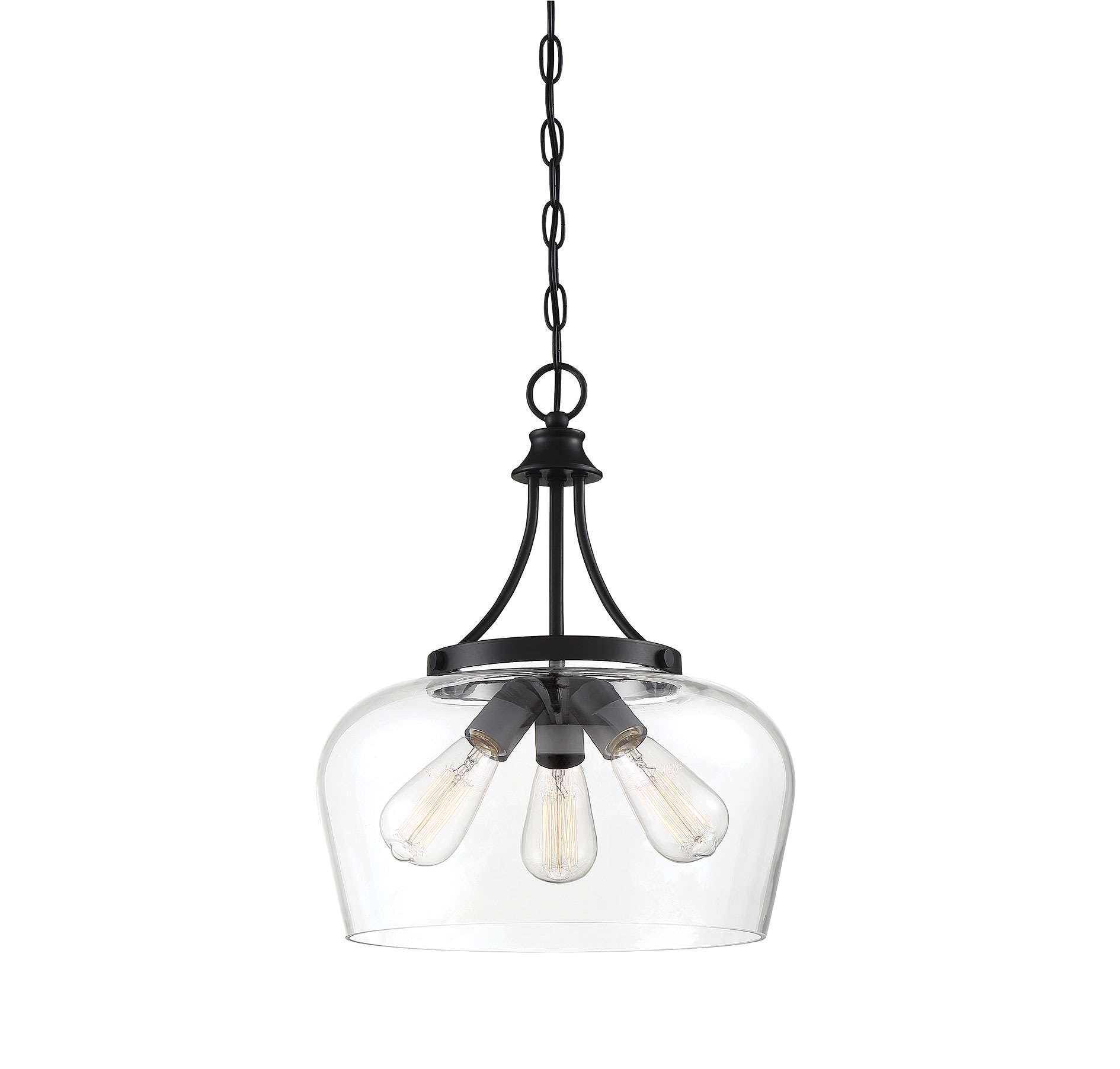 Savoy House Octave Black 3-Light Pendant with Clear Glass Shade