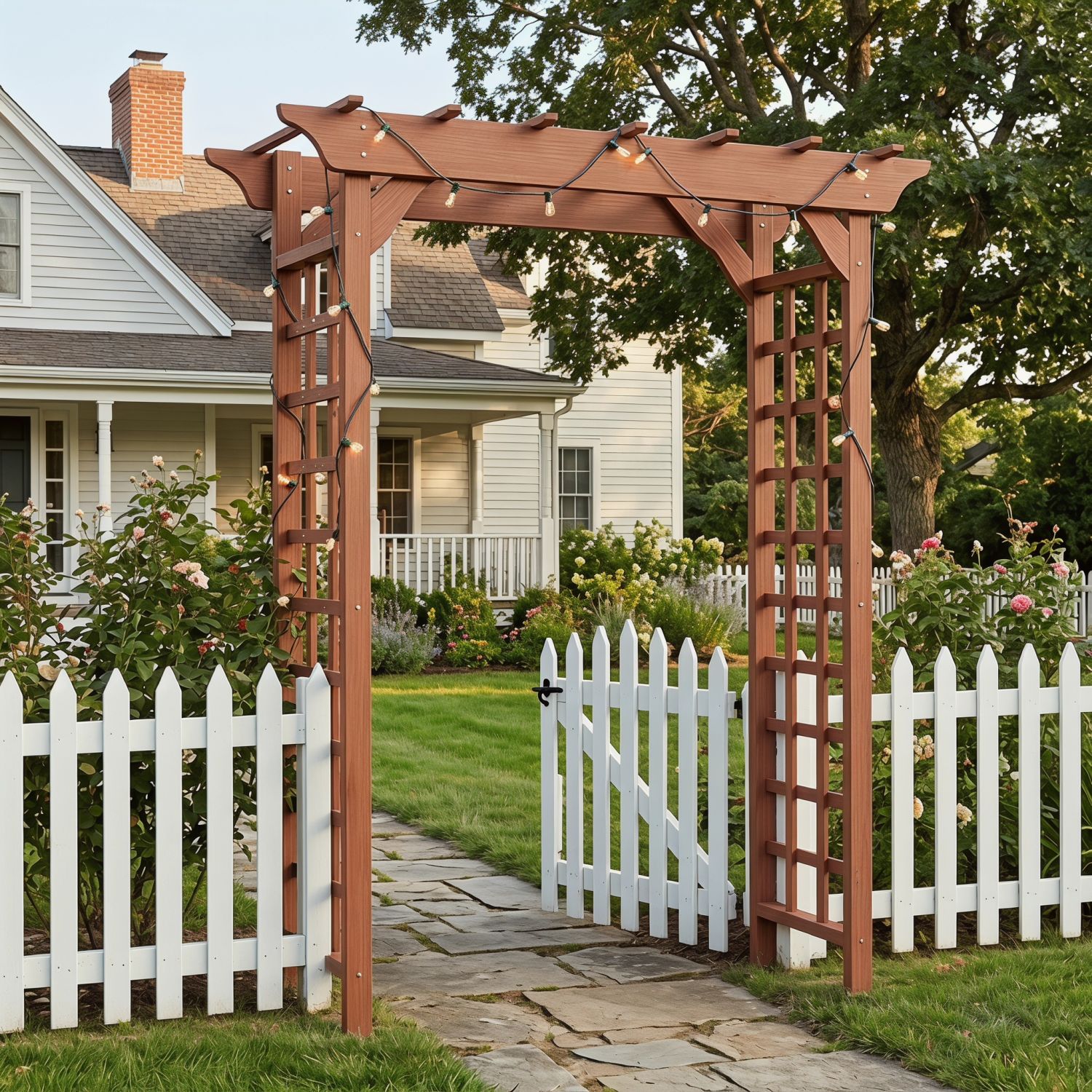 Blisstyle - Garden Arbor Series 5.25-ft W x 7.08-ft H Flat brown wood Garden Arbor
