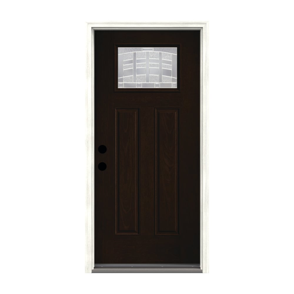 Therma-Tru Benchmark Doors Emerson 36-in x 80-in Fiberglass Craftsman Right-Hand Inswing Dark Elm Stained Prehung Single Front Door with Brickmould -  TTB644566SOS