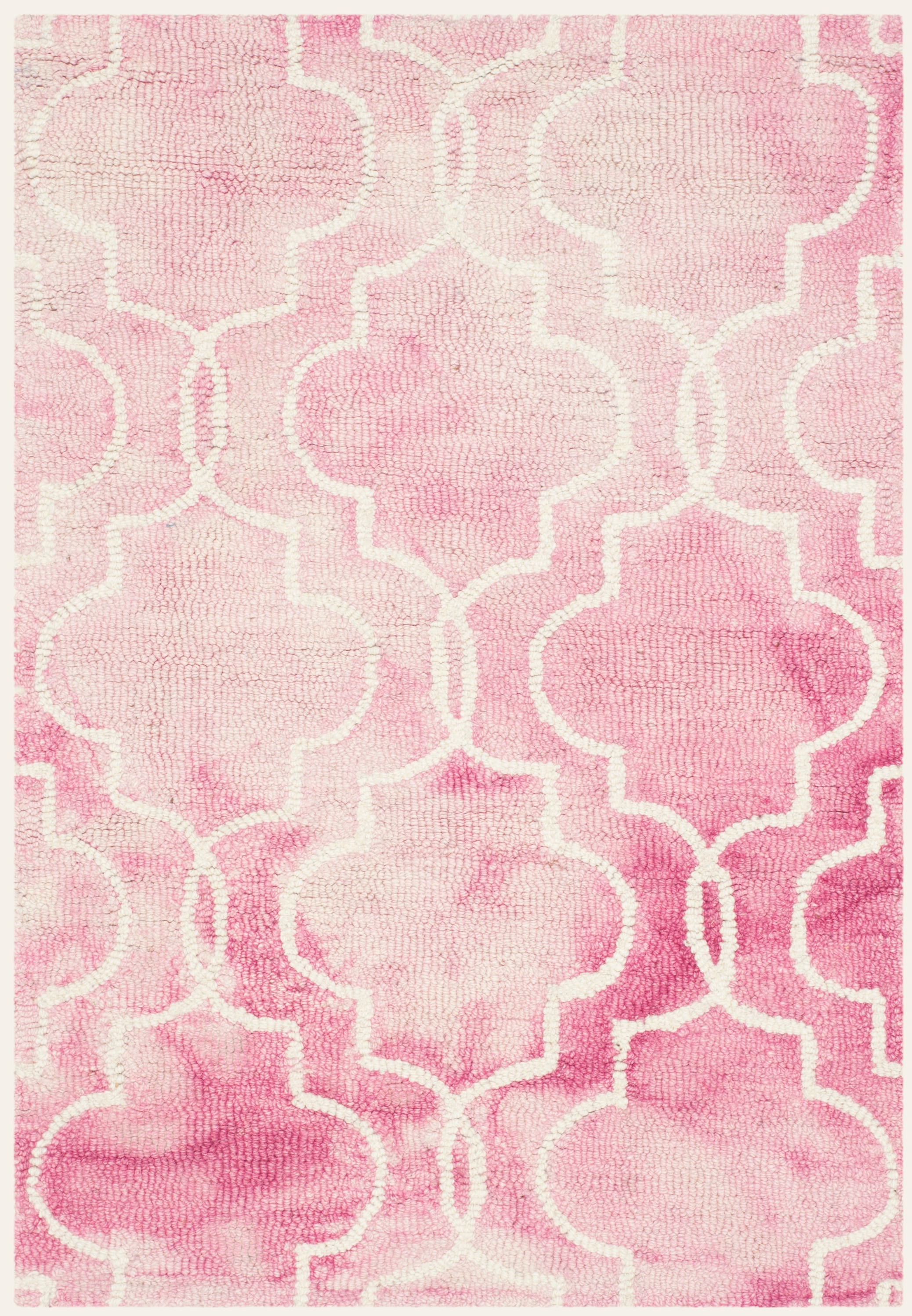 Hand-Tufted Rose and Ivory Wool Area Rug - 2' x 3'