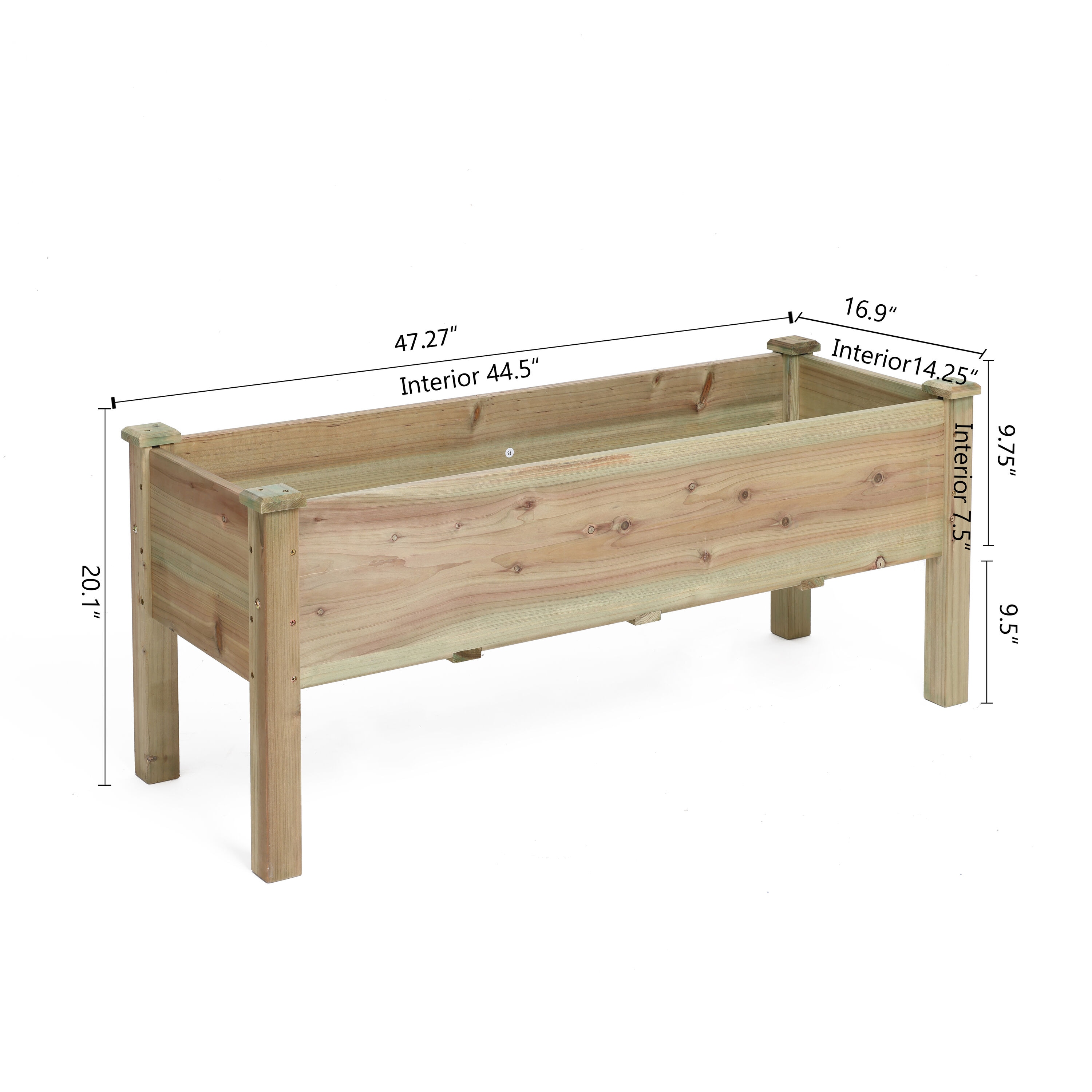 LuxenHome 47.24-in W x 16.9-in L x 20.1-in H Natural Raised Garden Bed ...