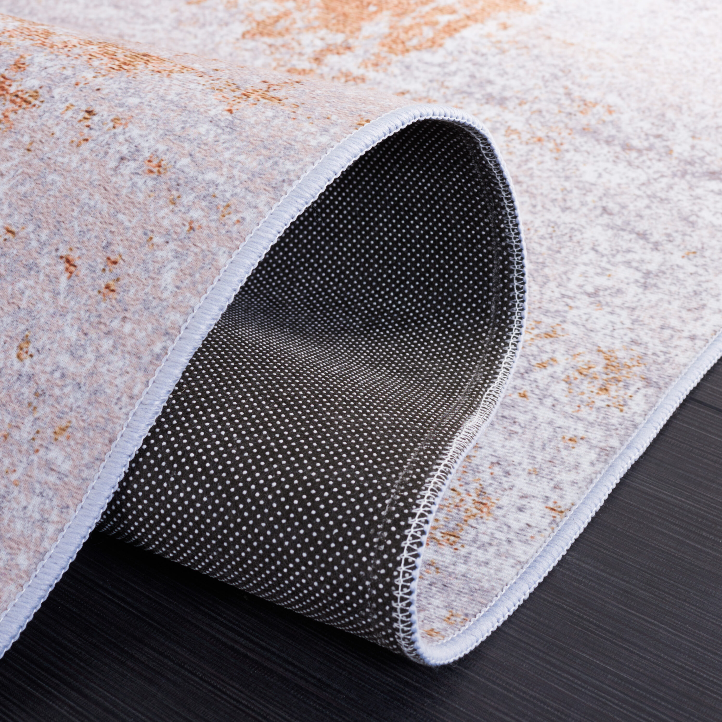 Gray and Rust Abstract Synthetic 4' x 6' Area Rug