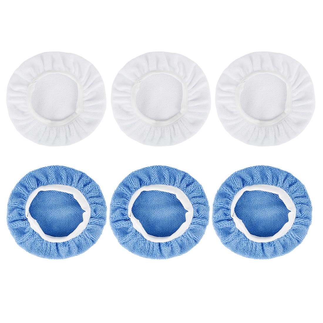 Unique Bargains 6pcs Light Blue White Soft Mircrofiber Car Wax Polishing Bonnet Buffing Pad Washable Covers Polisher Waxing Tools 9-Inch 10-Inch
