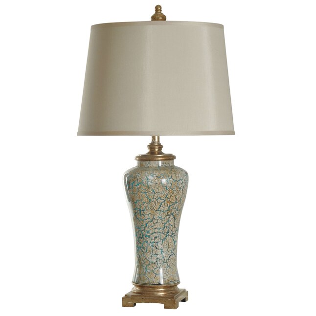 Blue Gold Table Lamp With Fabric Shade, Table Lamps Gold And Blue