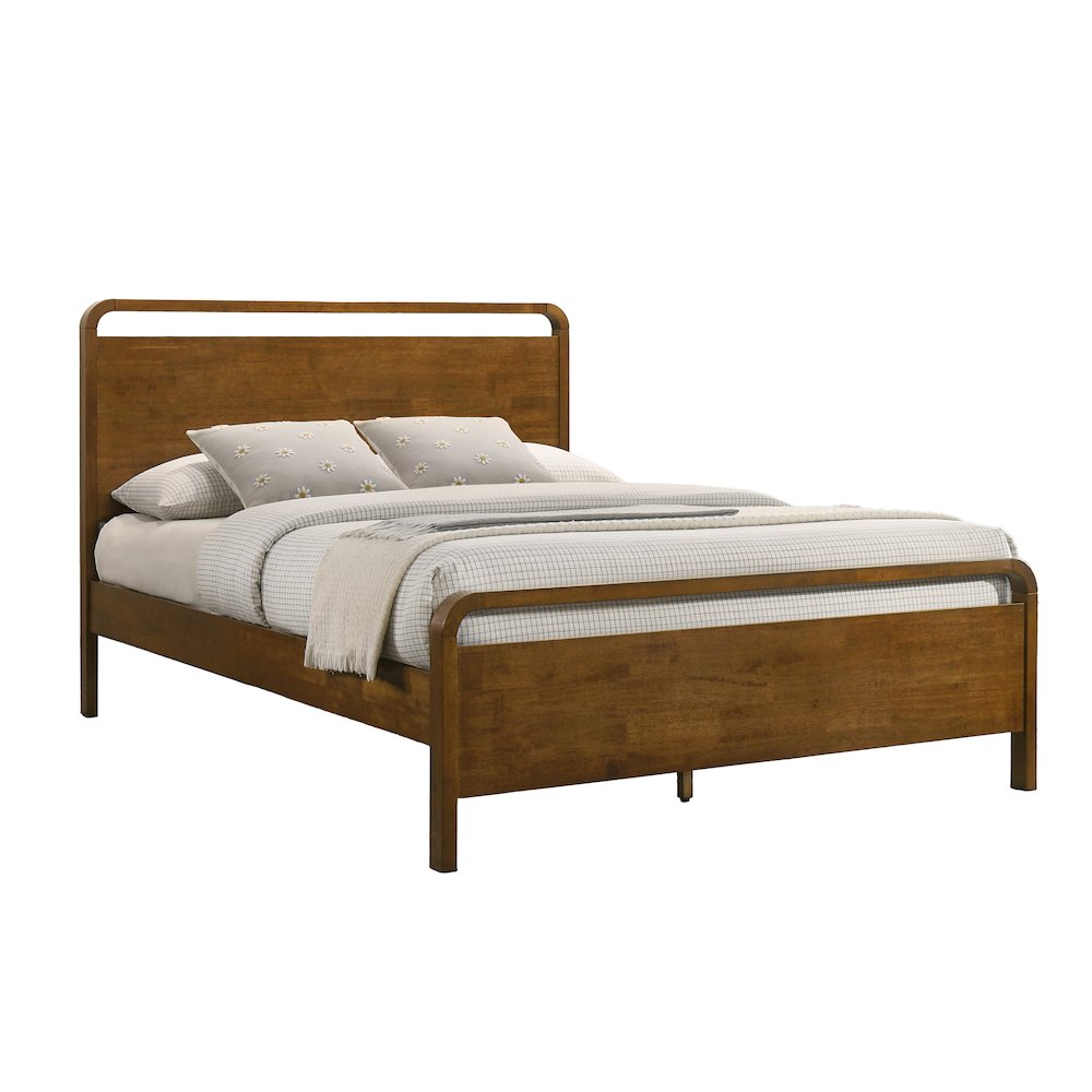 Roundhill Furniture - Eldren Wood Platform Bed in Walnut Finish Queen