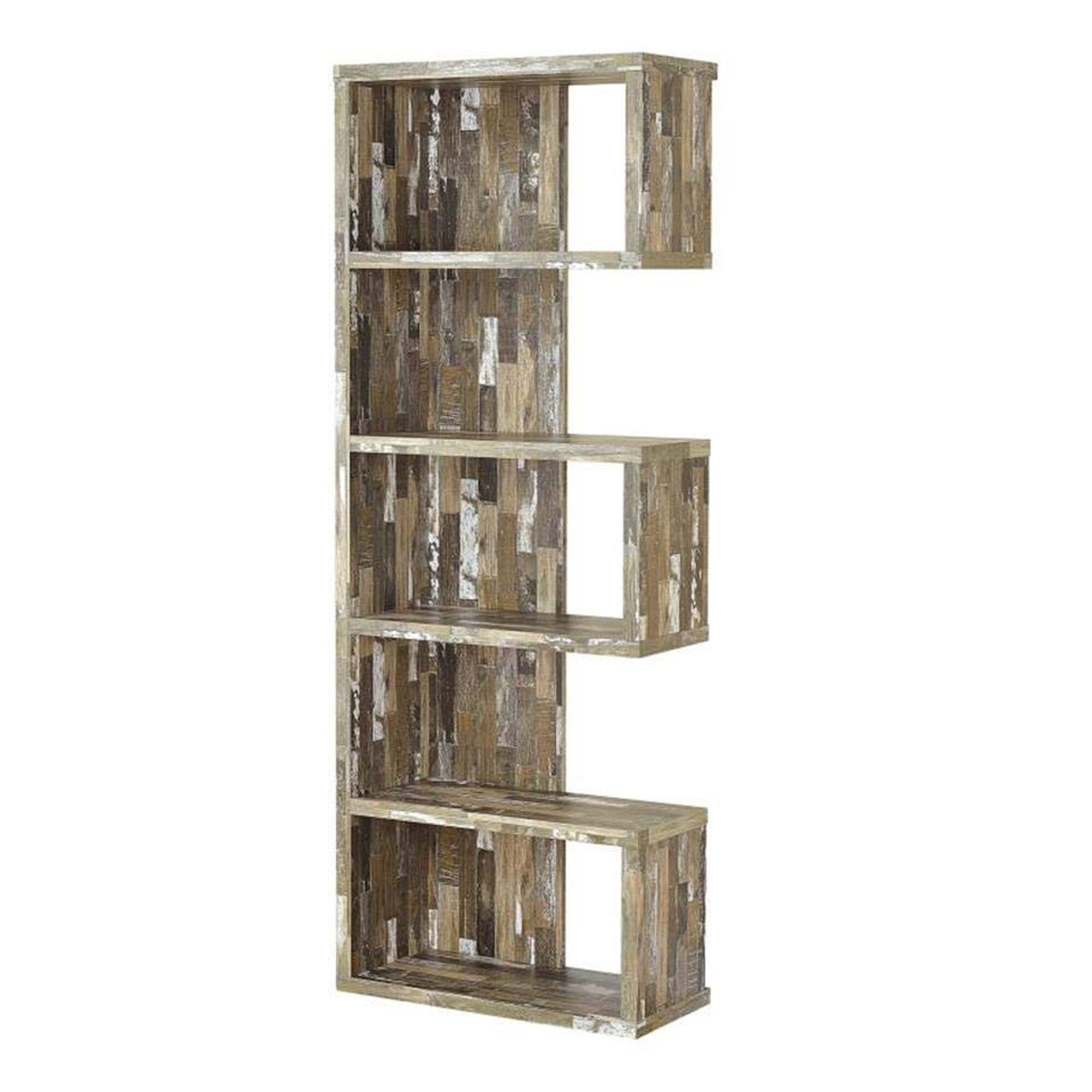 Benzara BM159408 Brown Wood 5-Shelf Bookcase (12-in W x 71-in H x 25-in D)