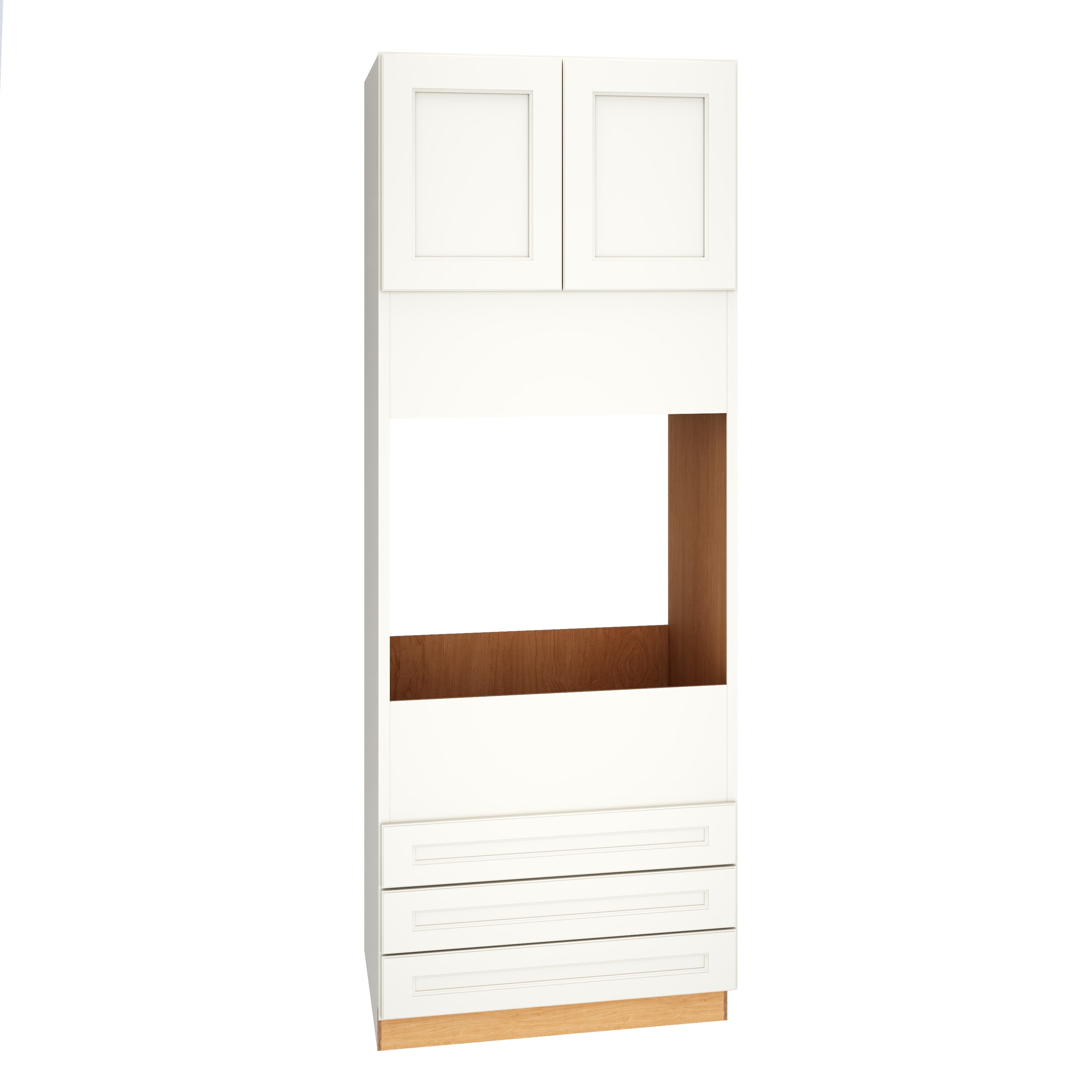 Diamond Express 325 OC3D339024 Macaulay 33-in W x 90-in H x 24-in D White 3 -Drawers Single or double oven Base Fully assembled Plywood Cabinet (Recessed Panel Square)