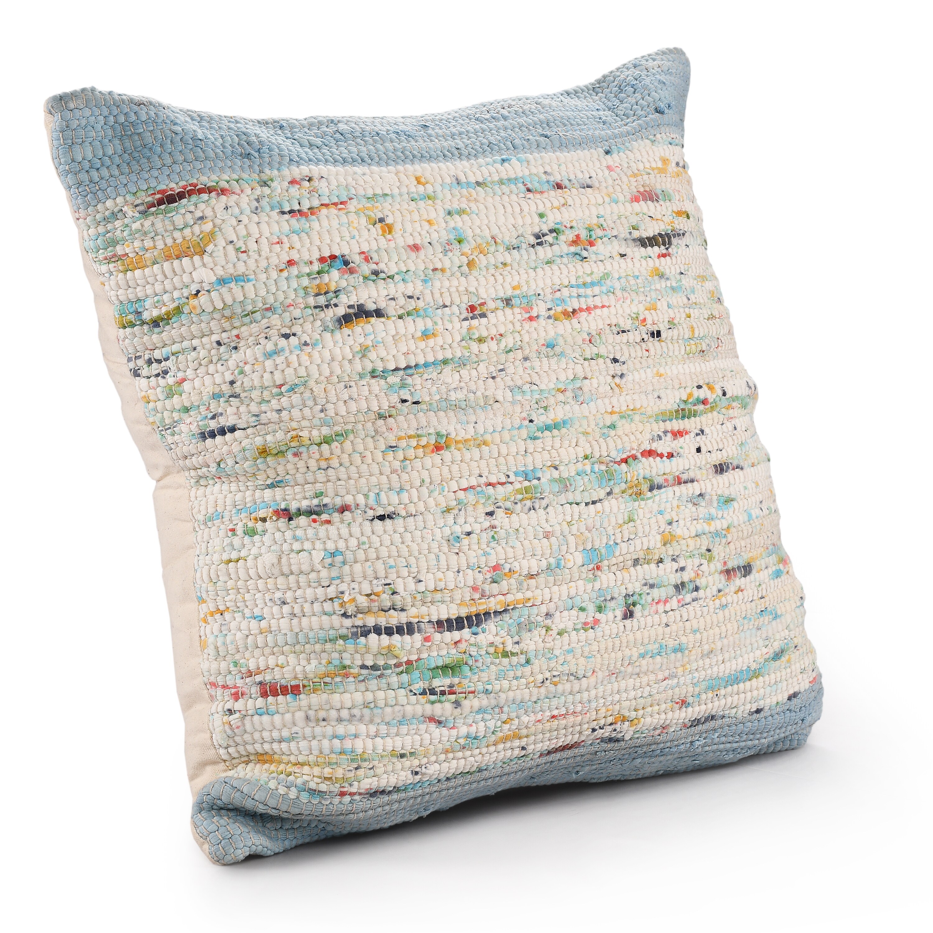 Blue and Multicolor Cotton Textured Square Throw Pillow Set