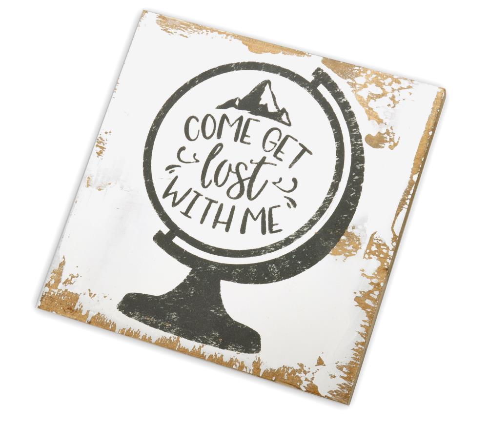 BrandtWorks PT-WH-GETLOST11X11 Farmhouse Signs 11.25-in W x 11.25-in H Wood Text Country Wall Accent