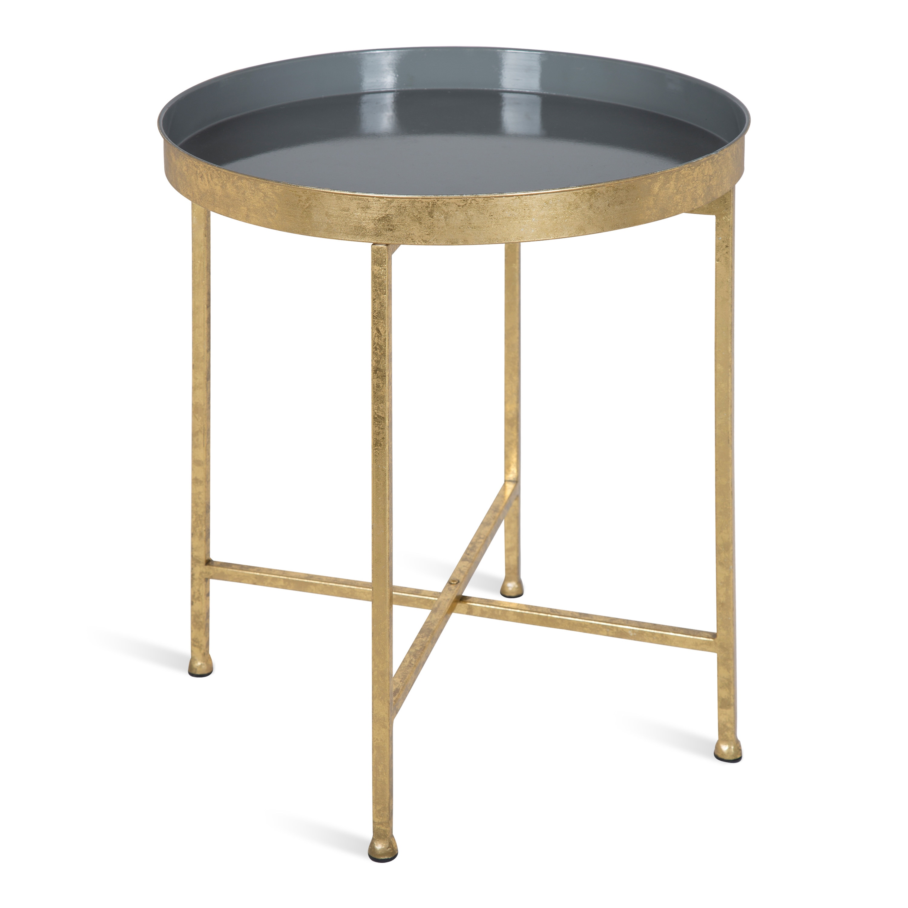 Kate and Laurel 214605 Celia 18.25-in W x 22.00-in H Gold Metal Round Glam End Table