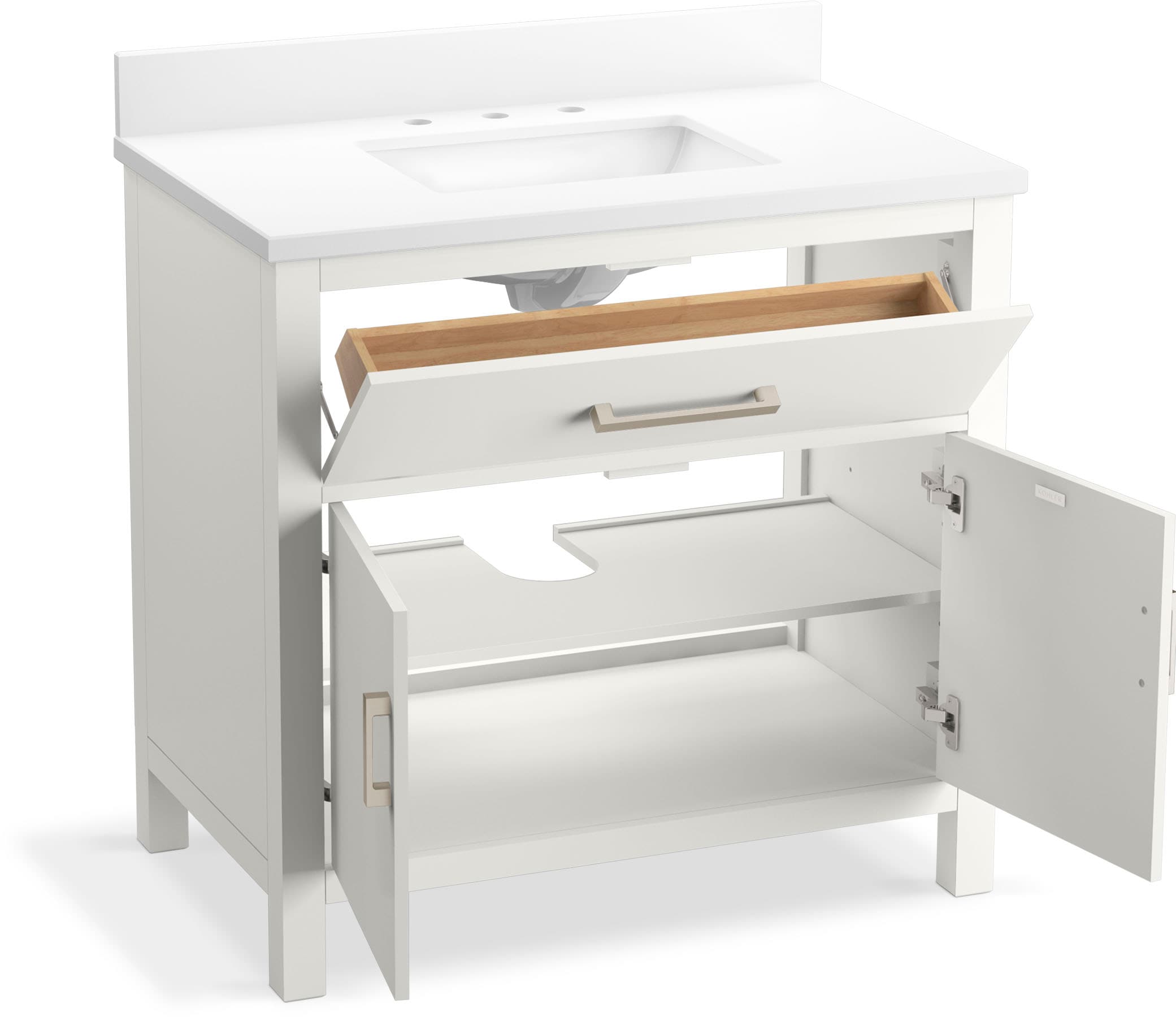 Kresla 36" White Freestanding Bathroom Vanity with Quartz Top