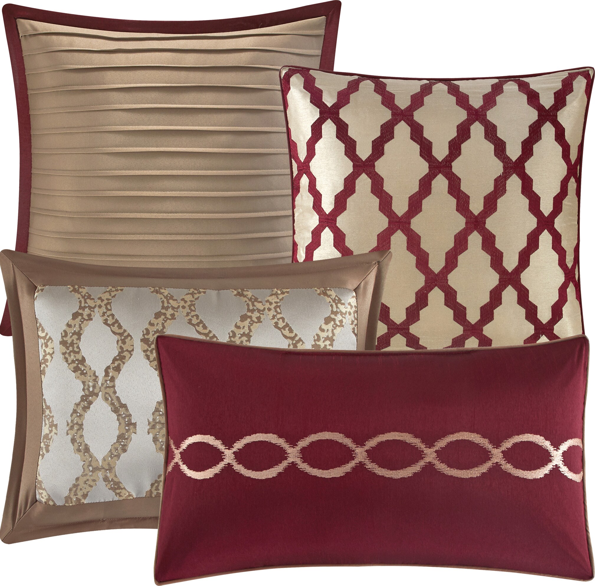 Grand Avenue 7-Piece Burgundy Queen Comforter Set in the Bedding