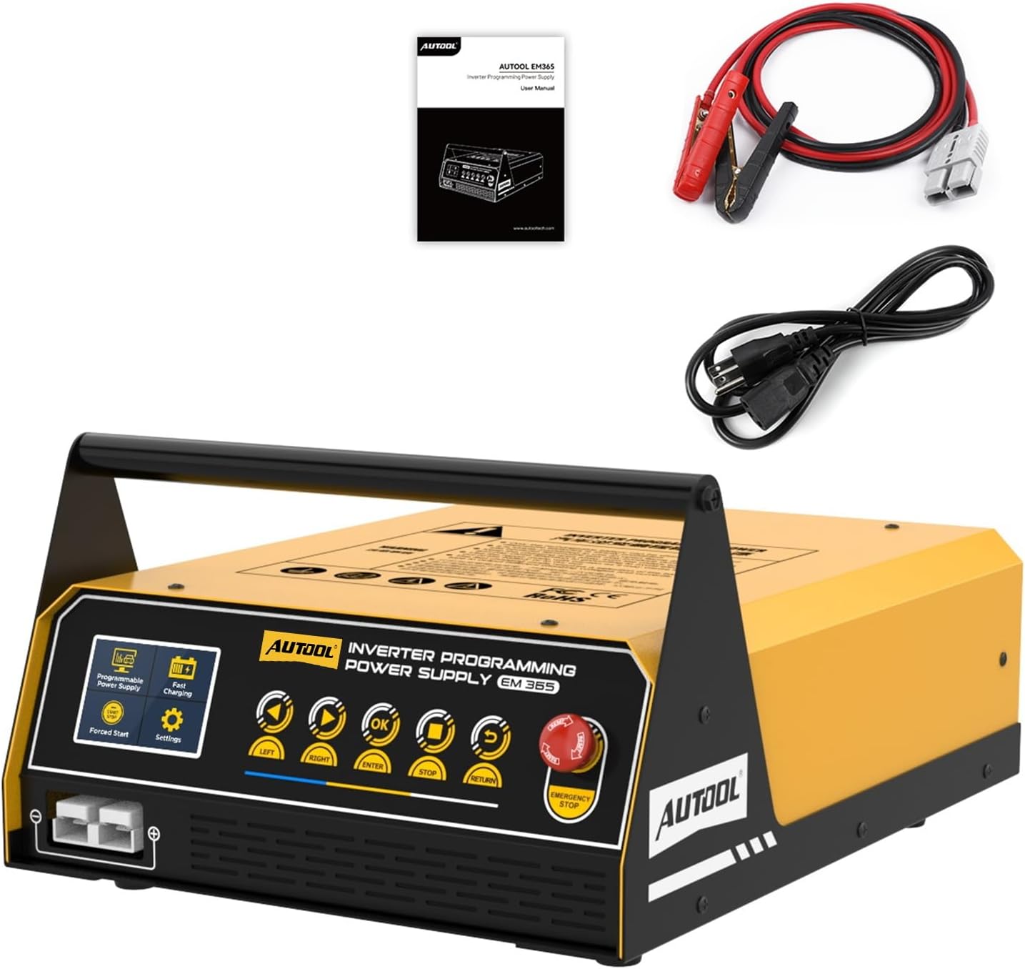 AUTOOL  EM365 150A Flash Reprogramming Power Supply and 12V Car Battery Charger with Battery Maintainer and 400A Jump Starter Mode Adjustable 10.8 to 16V DC Power Support for ECU Programming and Showroom Display for AGM EFB GEL Batteries