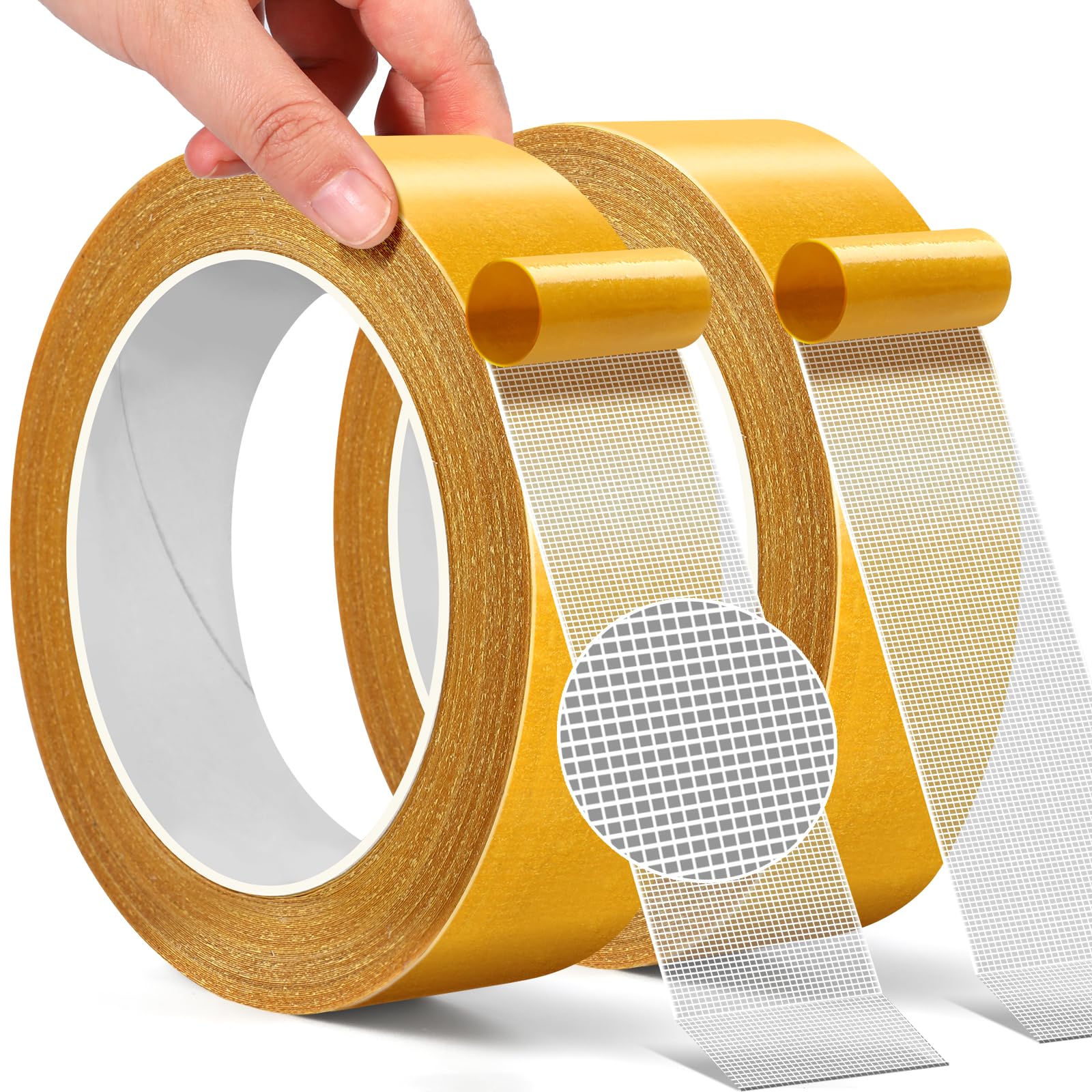 Ahfiwaso  Double Sided Fabric Tape Heavy Duty Strong Adhesion for Clothes Carpets Sofas Doormats Wood Glass Plastic 2 Roll 1 inch x 33 FT Secure