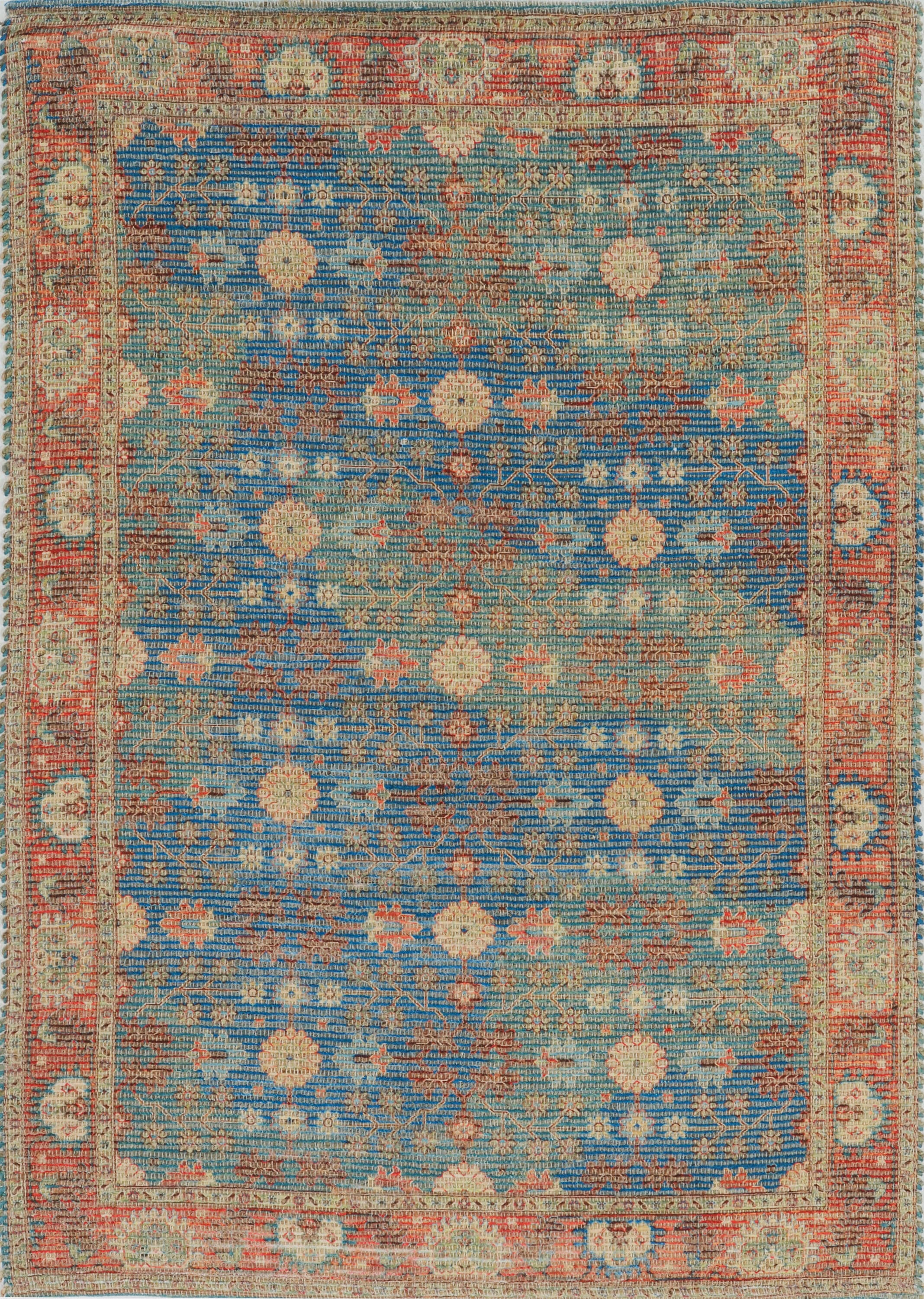 Everyday Woven EVE222786X116 9 x 12 (ft) Jute Blue Rust Rectangular Indoor Distressed/Overdyed Moroccan Area rug