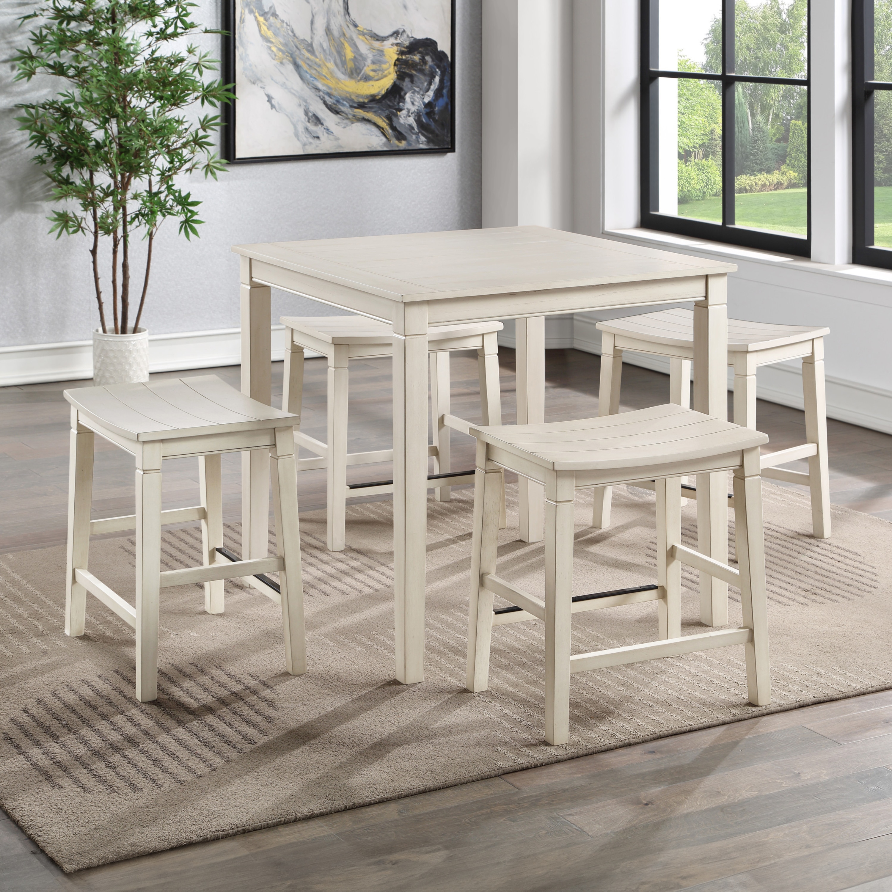 Steve Silver WS5000 Westlake Ivory Transitional Dining Room Set with Square Table ( Seats 4 )